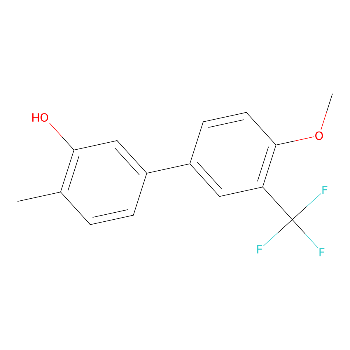 5-(4-Methoxy-3-trifluoromethylphenyl)-2-methylphenol molecular structure, CAS 1261935-12-9