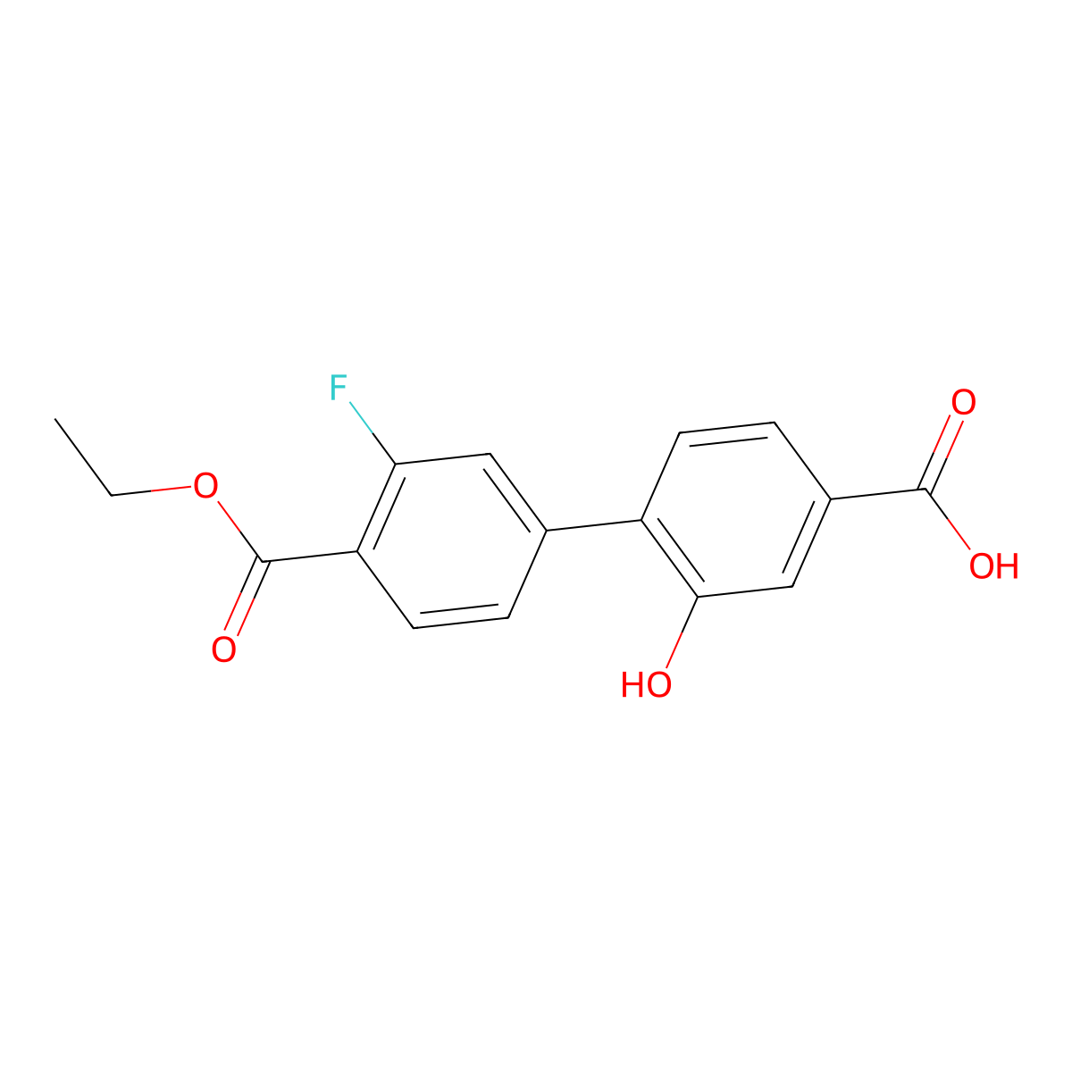 4-[4-(Ethoxycarbonyl)-3-fluorophenyl]-3-hydroxybenzoic acid molecular structure, CAS 1261935-19-6