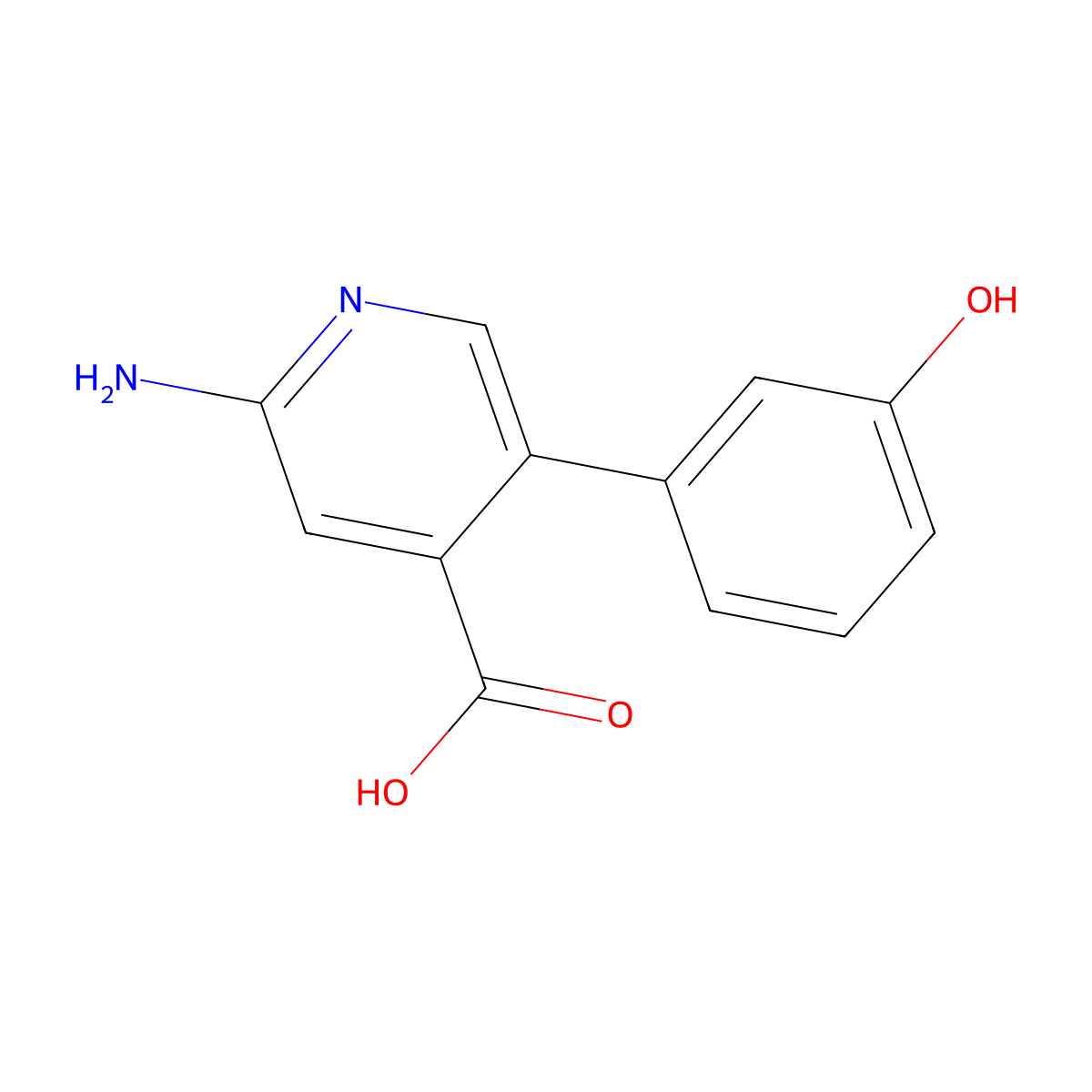 2-Amino-5-(3-hydroxyphenyl)pyridine-4-carboxylic acid molecular structure, CAS 1261935-23-2
