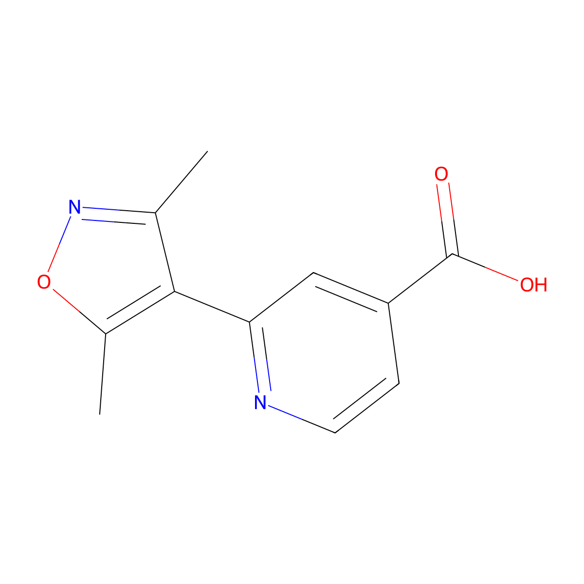 2-(3,5-Dimethyl-1,2-oxazol-4-yl)pyridine-4-carboxylic acid molecular structure, CAS 1261935-31-2