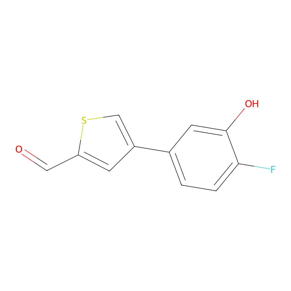 4-(4-Fluoro-3-hydroxyphenyl)thiophene-2-carbaldehyde molecular structure, CAS 1261935-42-5