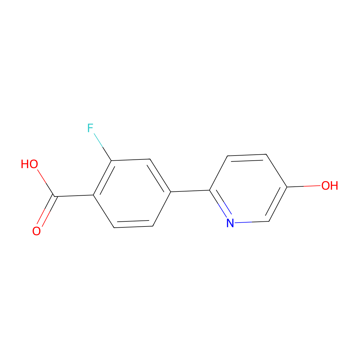 2-Fluoro-4-(5-hydroxypyridin-2-yl)benzoic acid molecular structure, CAS 1261935-44-7