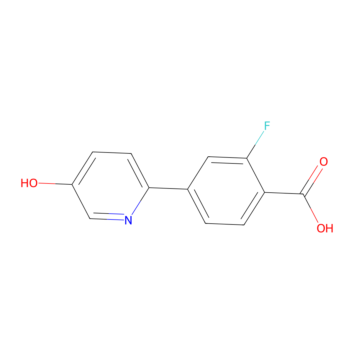 2-Fluoro-4-(5-hydroxypyridin-2-yl)benzoic acid molecular structure, CAS 1261935-44-7
