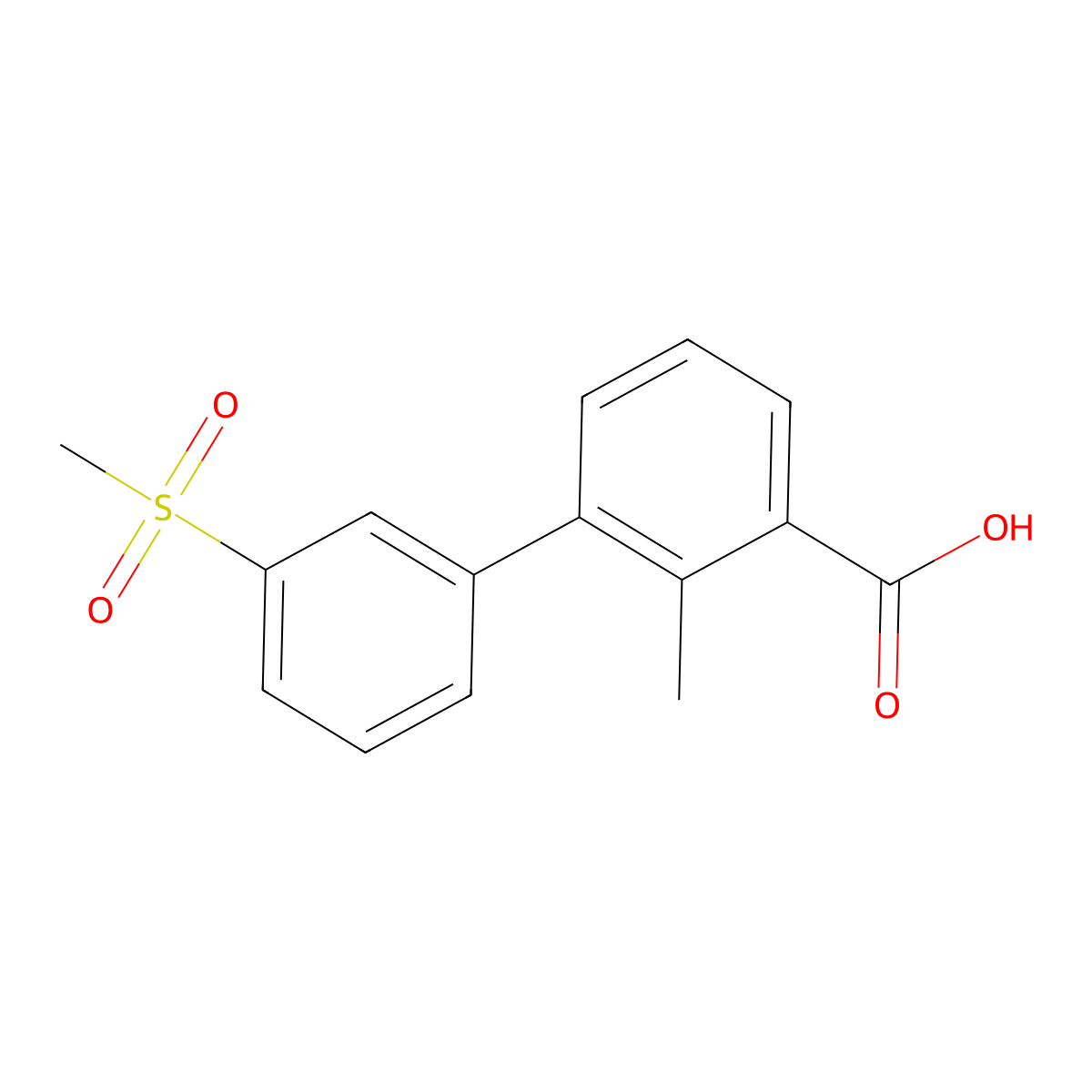 2-Methyl-3-(3-methylsulfonylphenyl)benzoic acid molecular structure, CAS 1261935-45-8