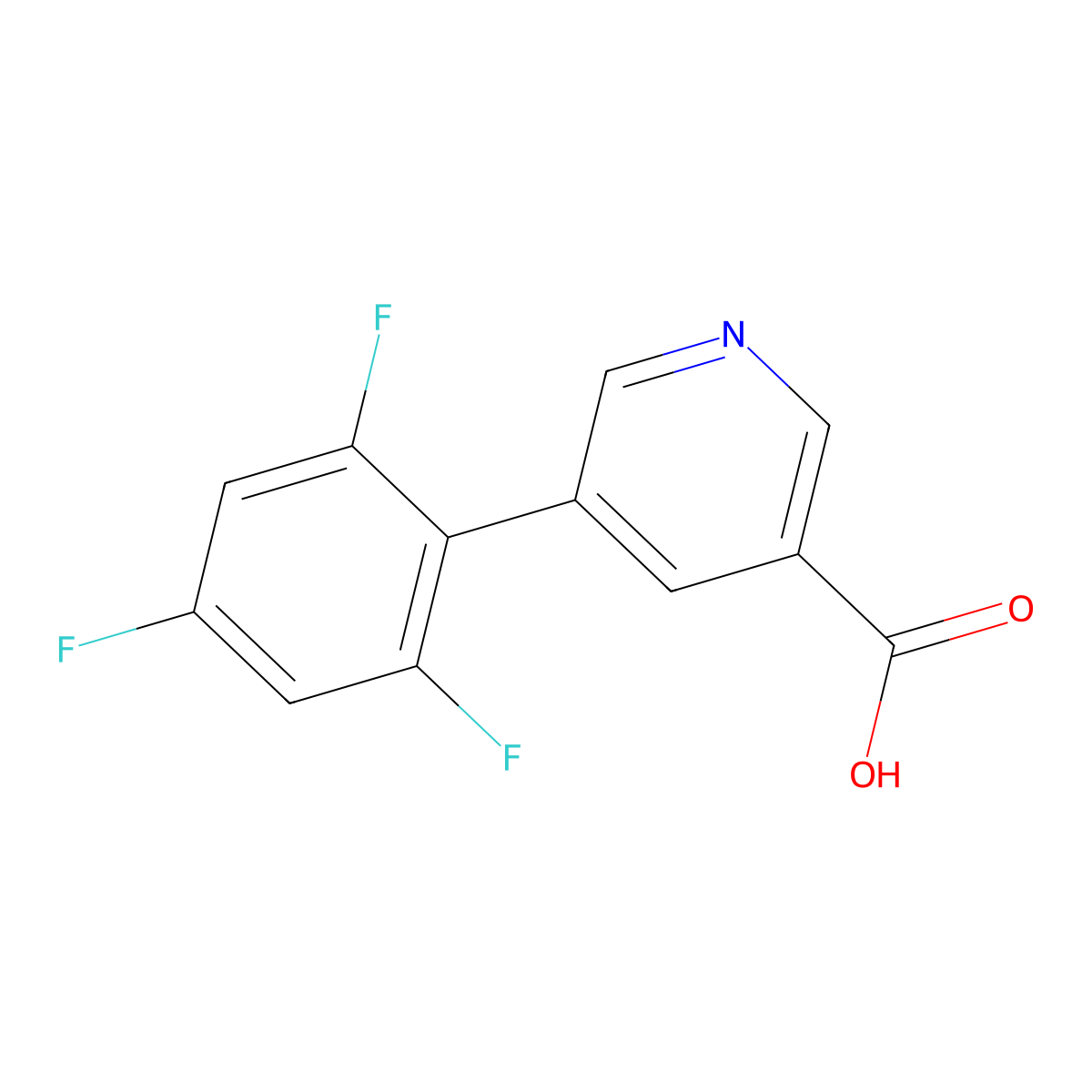 5-(2,4,6-Trifluorophenyl)pyridine-3-carboxylic acid molecular structure, CAS 1261935-49-2