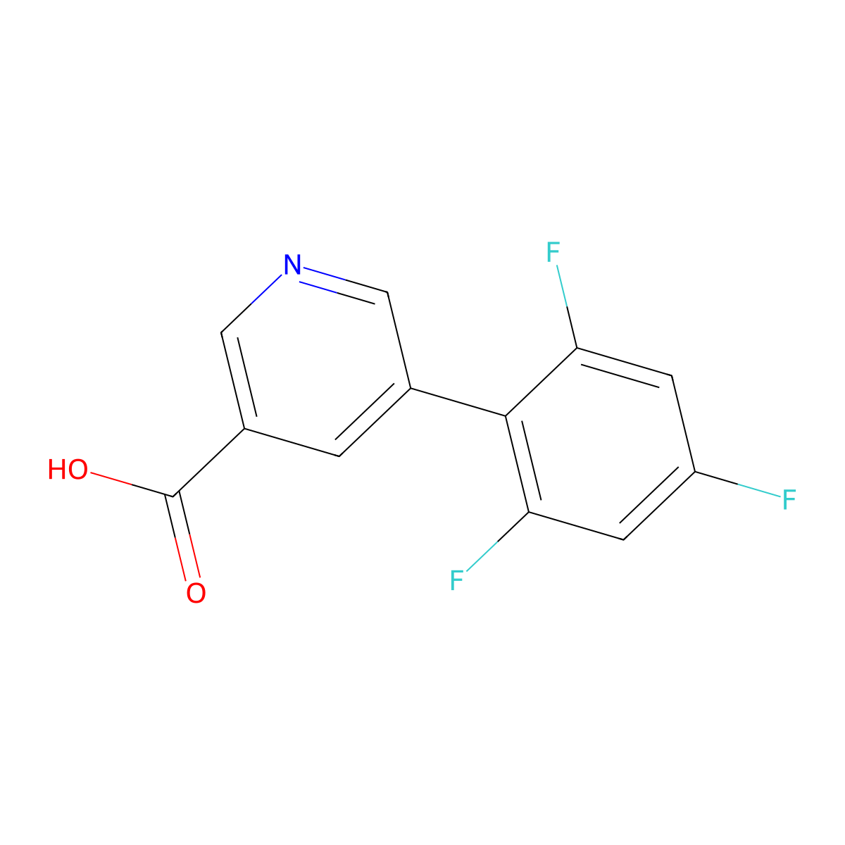 5-(2,4,6-Trifluorophenyl)pyridine-3-carboxylic acid molecular structure, CAS 1261935-49-2