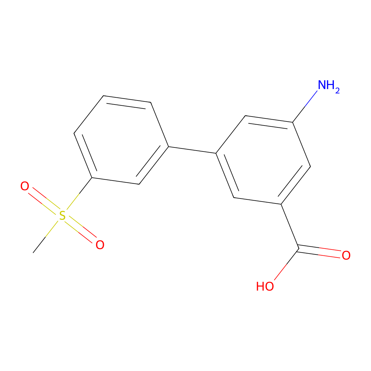 3-Amino-5-(3-methylsulfonylphenyl)benzoic acid molecular structure, CAS 1261935-51-6