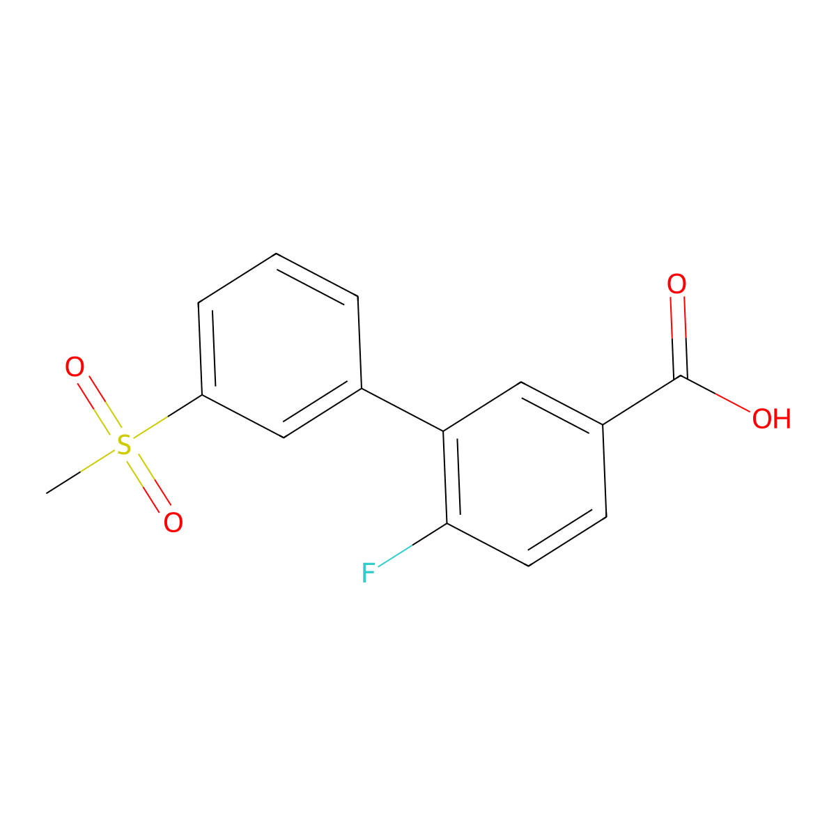 4-Fluoro-3-(3-methylsulfonylphenyl)benzoic acid molecular structure, CAS 1261935-58-3