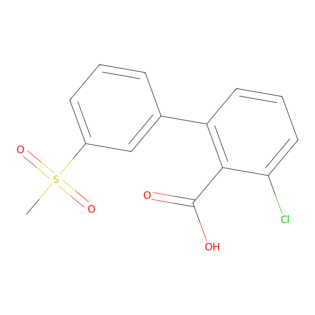 6-Chloro-2-(3-methylsulfonylphenyl)benzoic acid molecular structure, CAS 1261935-75-4