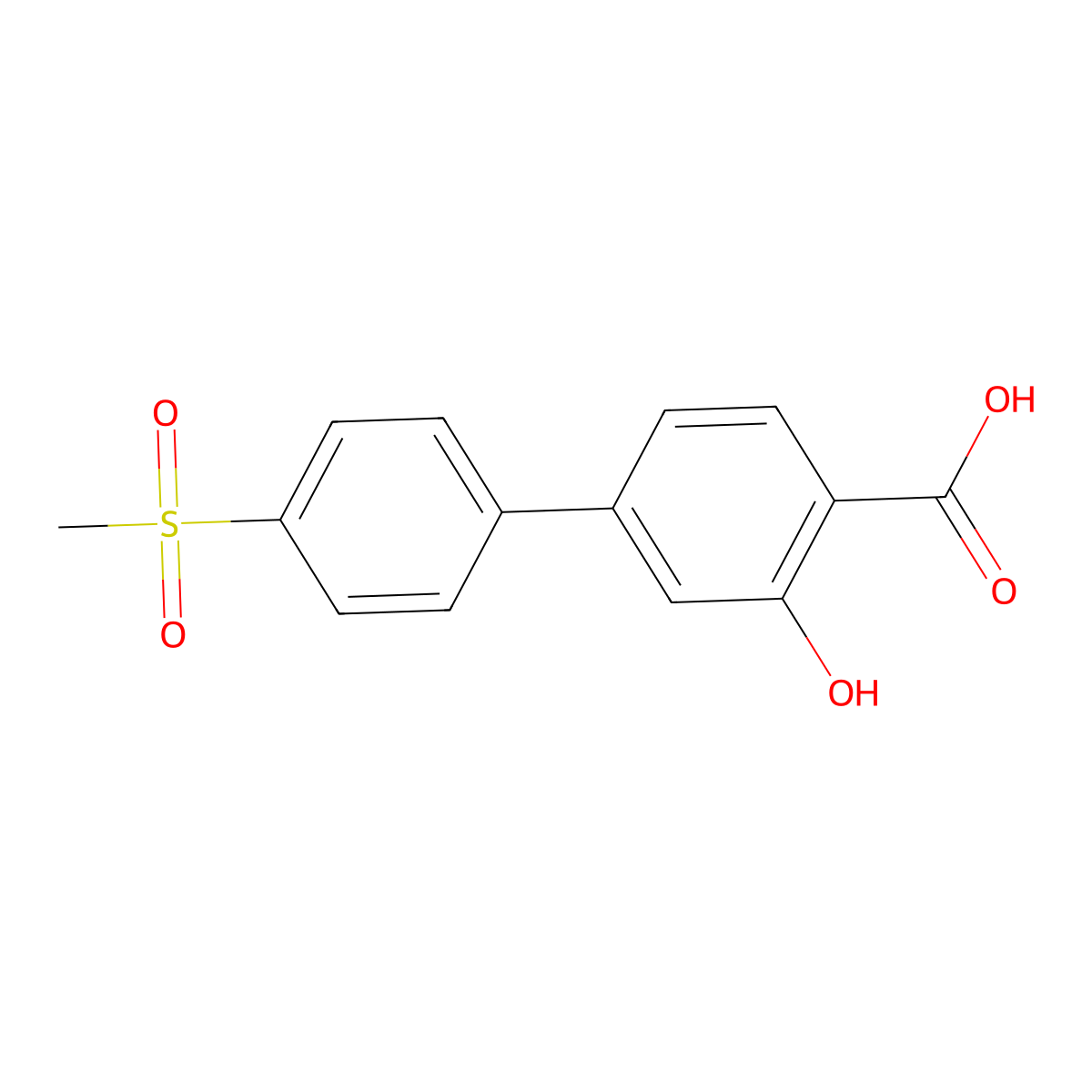 2-Hydroxy-4-(4-methylsulfonylphenyl)benzoic acid molecular structure, CAS 1261935-88-9