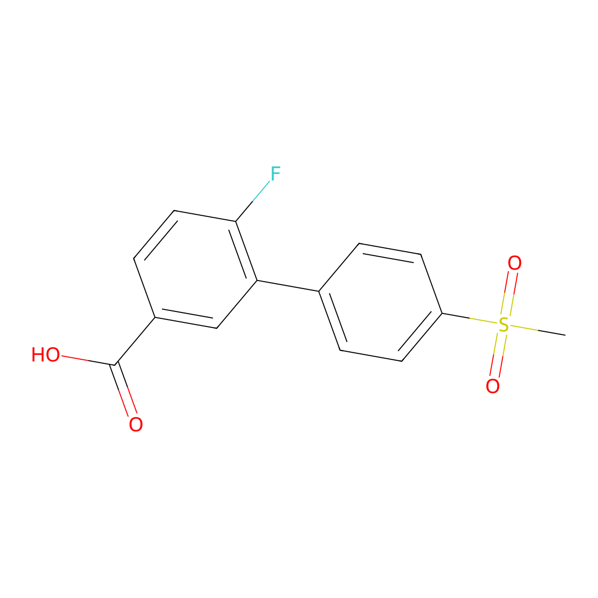 4-Fluoro-3-(4-methylsulfonylphenyl)benzoic acid molecular structure, CAS 1261935-97-0