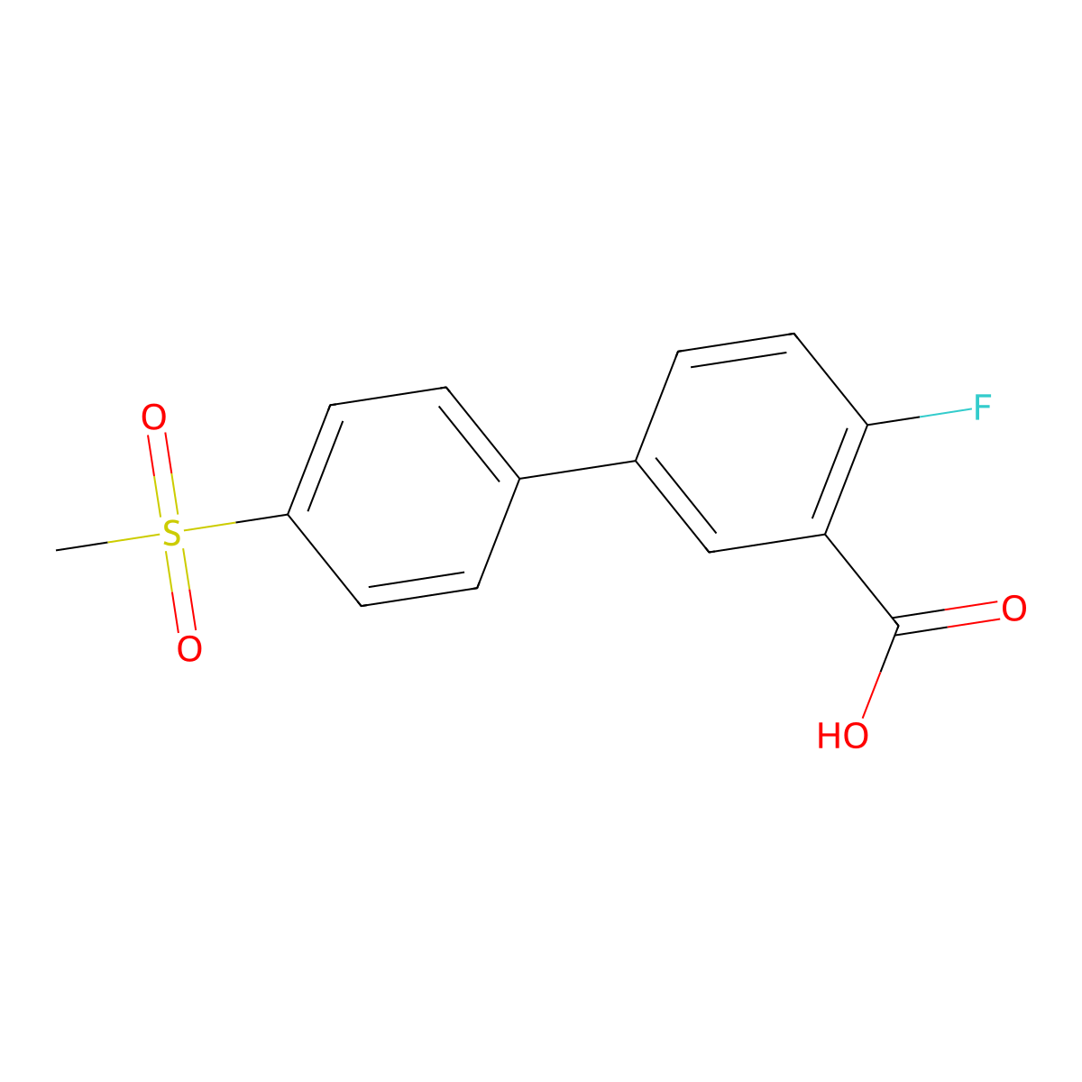 2-Fluoro-5-(4-methylsulfonylphenyl)benzoic acid molecular structure, CAS 1261936-02-0