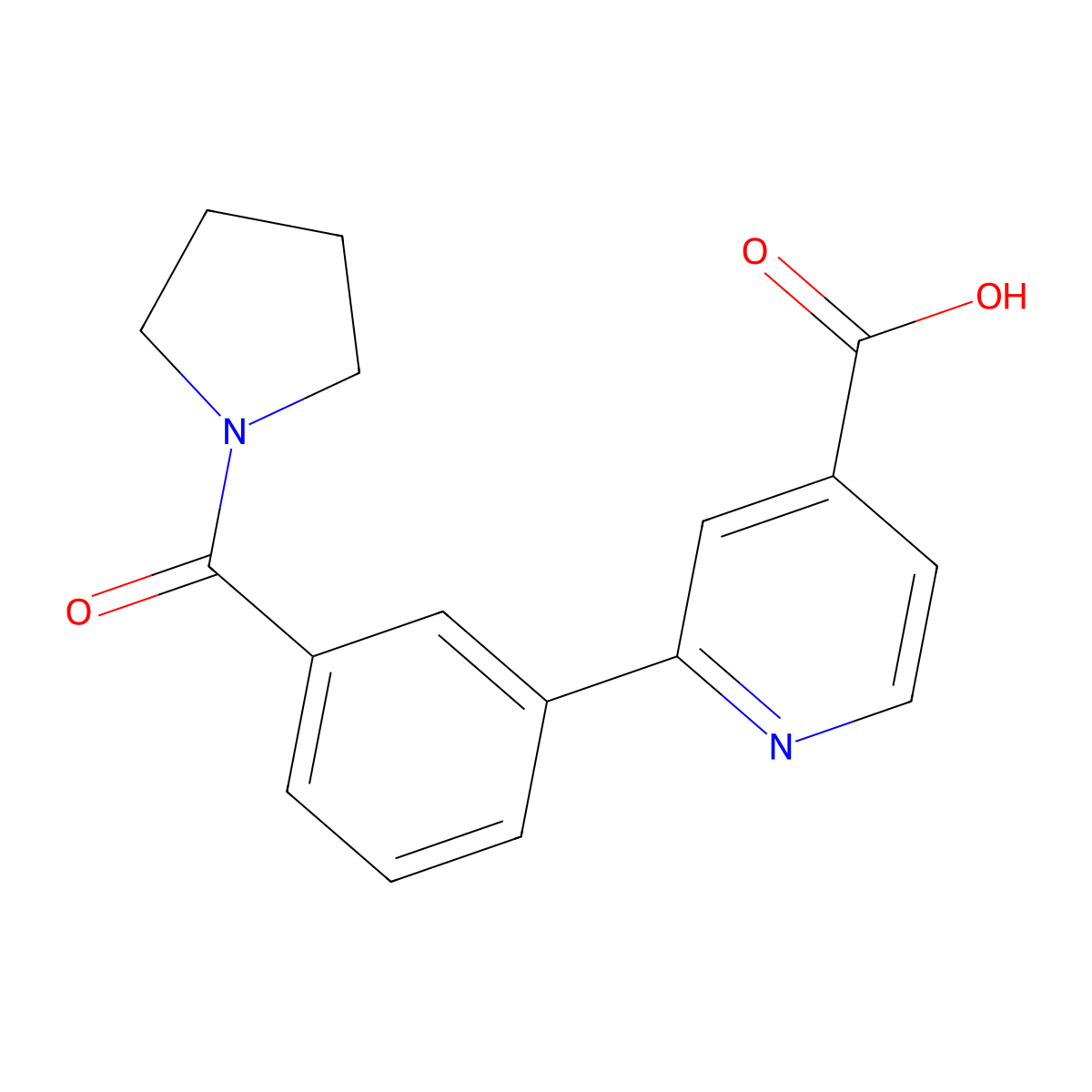 2-(3-Pyrrolidinylcarbonylphenyl)isonicotinic acid molecular structure, CAS 1261936-03-1