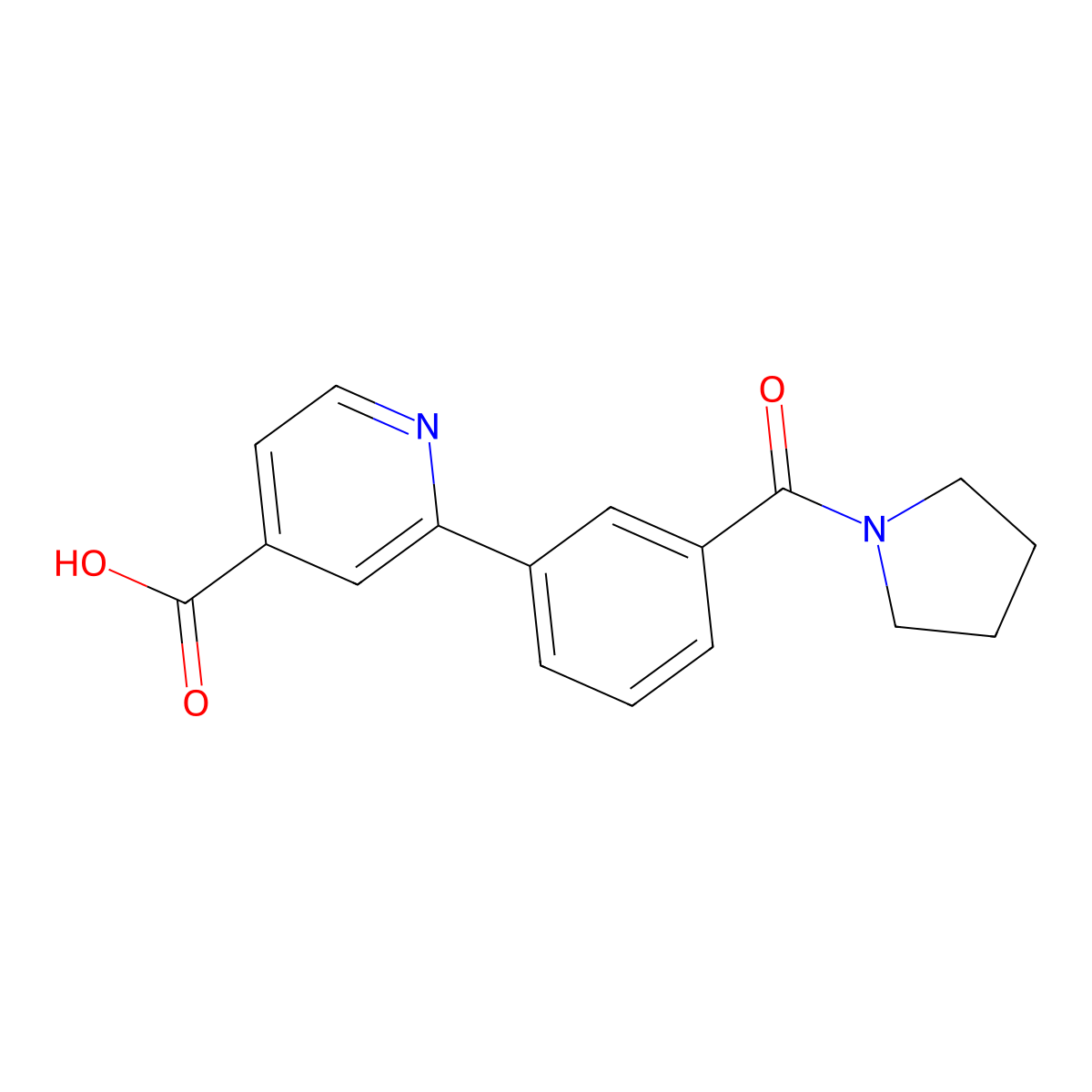 2-(3-Pyrrolidinylcarbonylphenyl)isonicotinic acid molecular structure, CAS 1261936-03-1