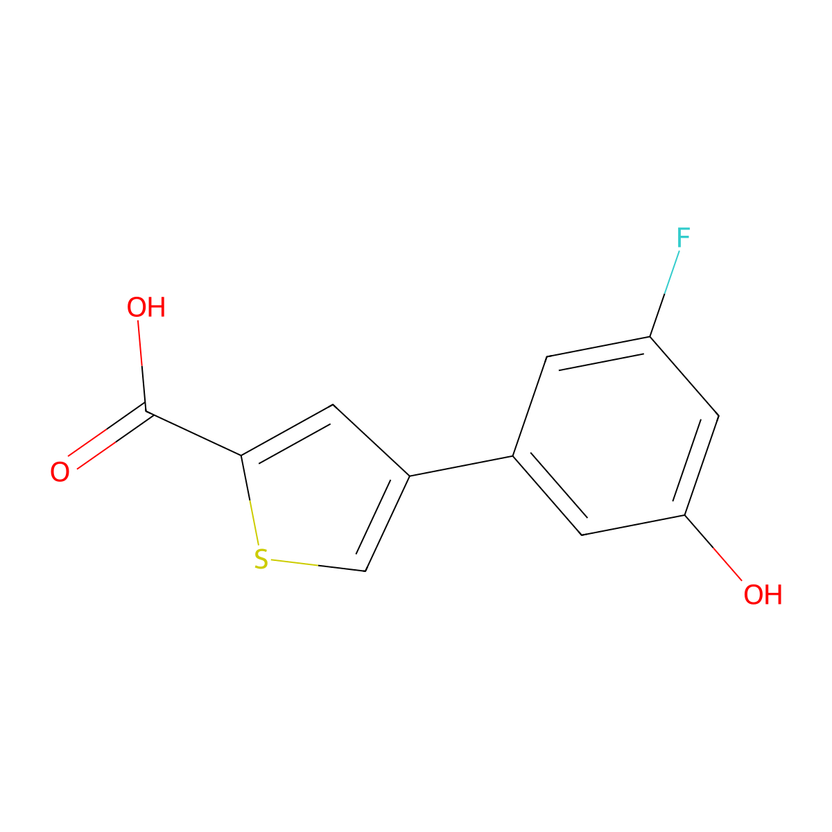 4-(3-Fluoro-5-hydroxyphenyl)thiophene-2-carboxylic acid molecular structure, CAS 1261936-09-7
