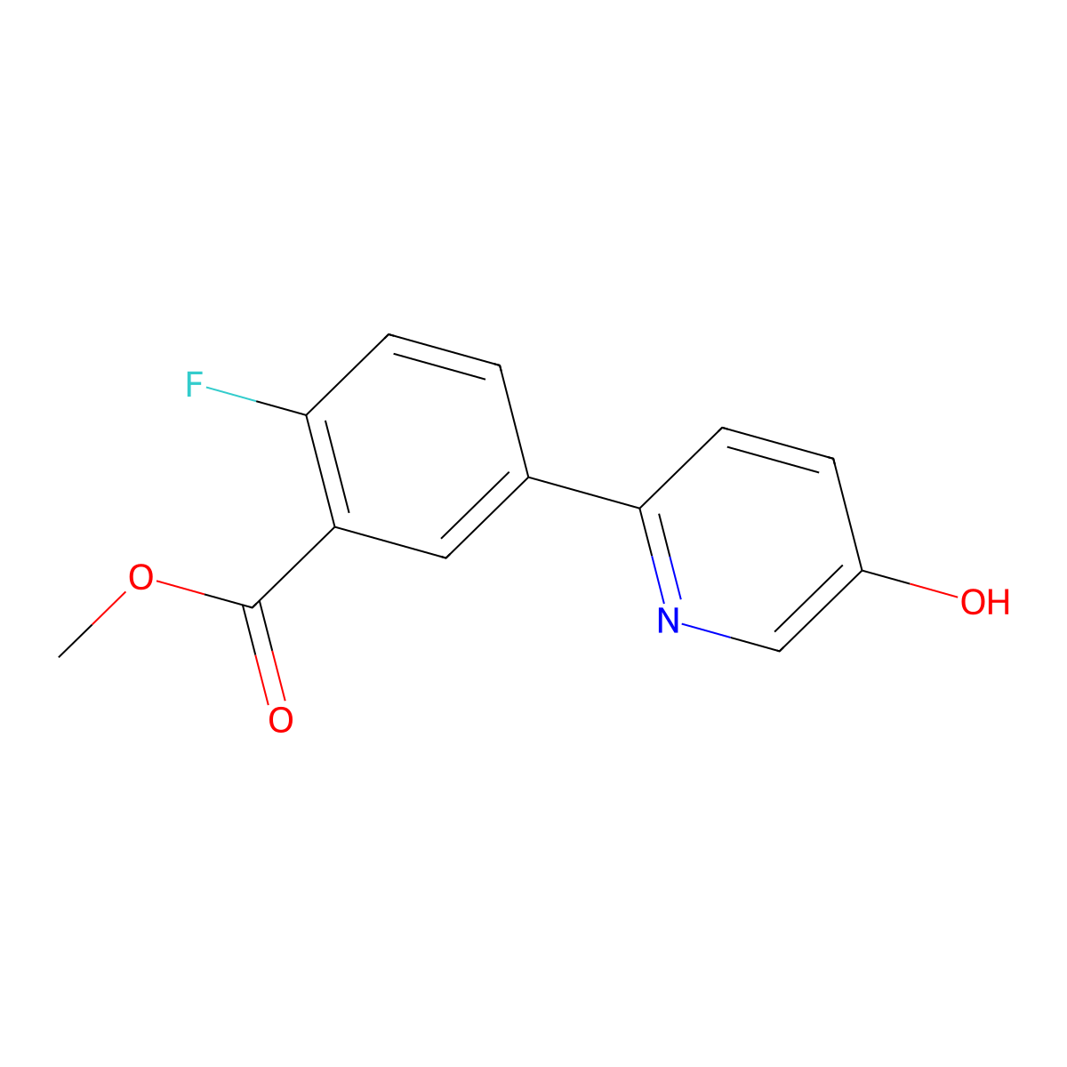 Methyl 2-fluoro-5-(5-hydroxypyridin-2-yl)benzoate molecular structure, CAS 1261936-33-7