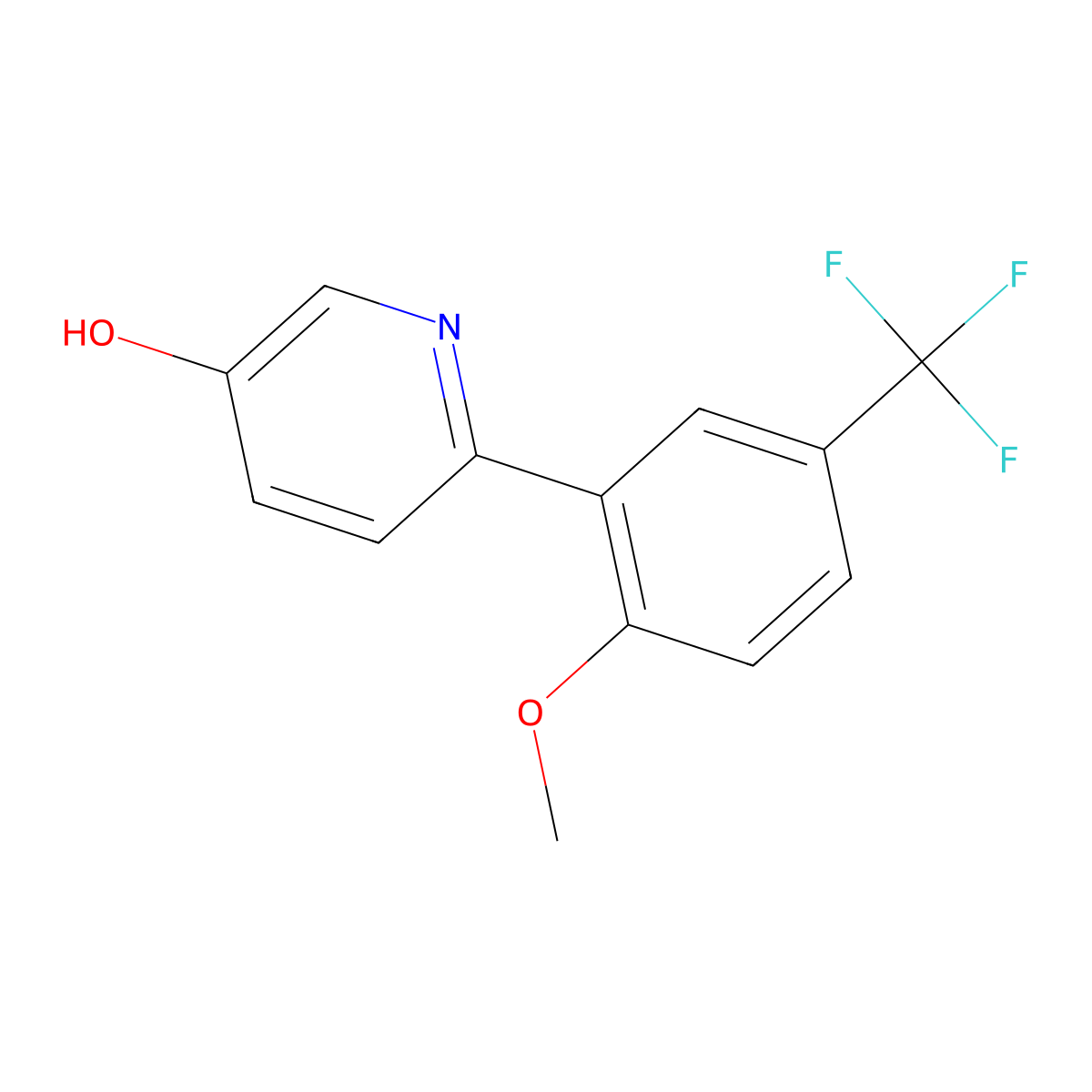 6-[2-Methoxy-5-(trifluoromethyl)phenyl]pyridin-3-ol molecular structure, CAS 1261936-56-4
