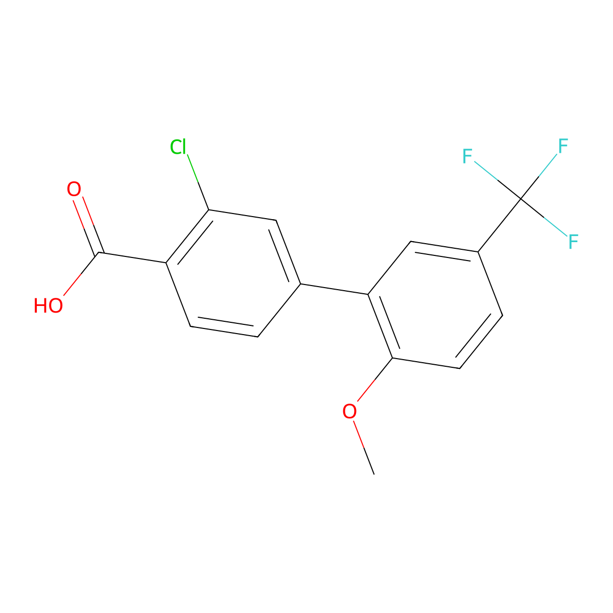 2-Chloro-4-(2-methoxy-5-trifluoromethylphenyl)benzoic acid molecular structure, CAS 1261936-59-7