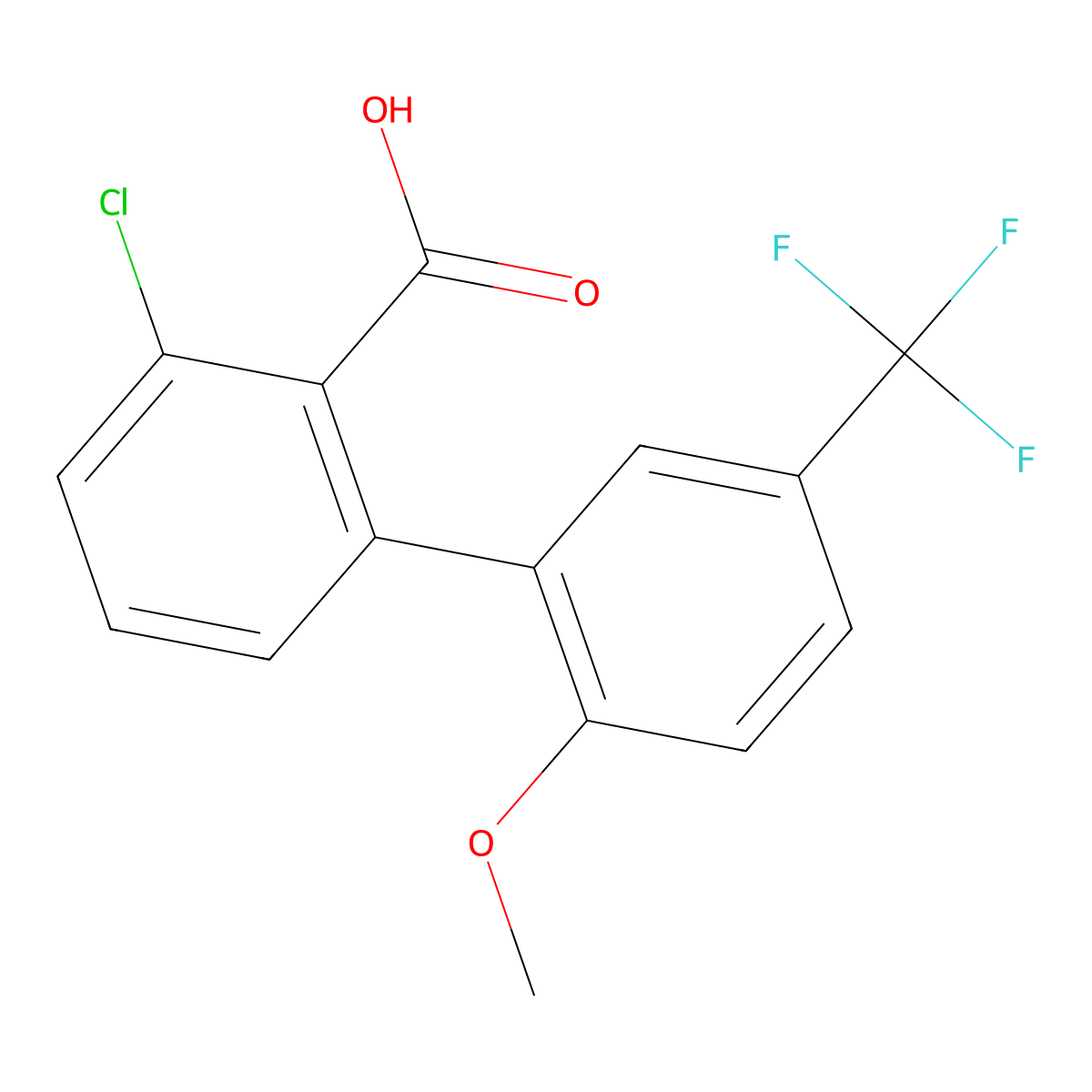 6-Chloro-2-(2-methoxy-5-trifluoromethylphenyl)benzoic acid molecular structure, CAS 1261936-70-2
