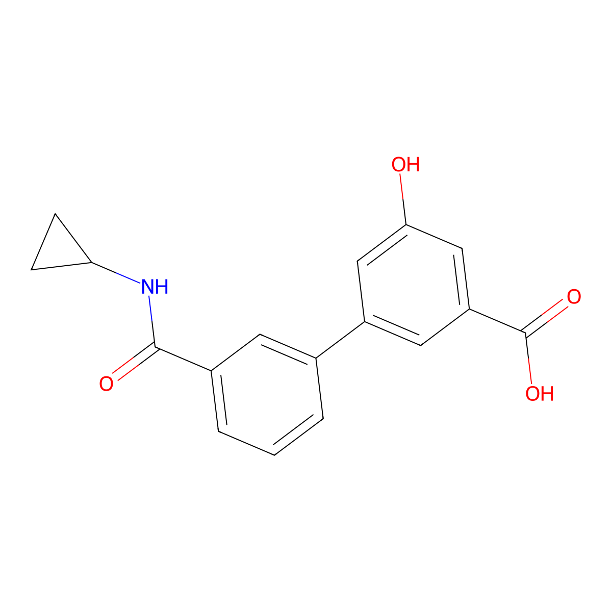 3-[3-(Cyclopropylaminocarbonyl)phenyl]-5-hydroxybenzoic acid molecular structure, CAS 1261936-71-3
