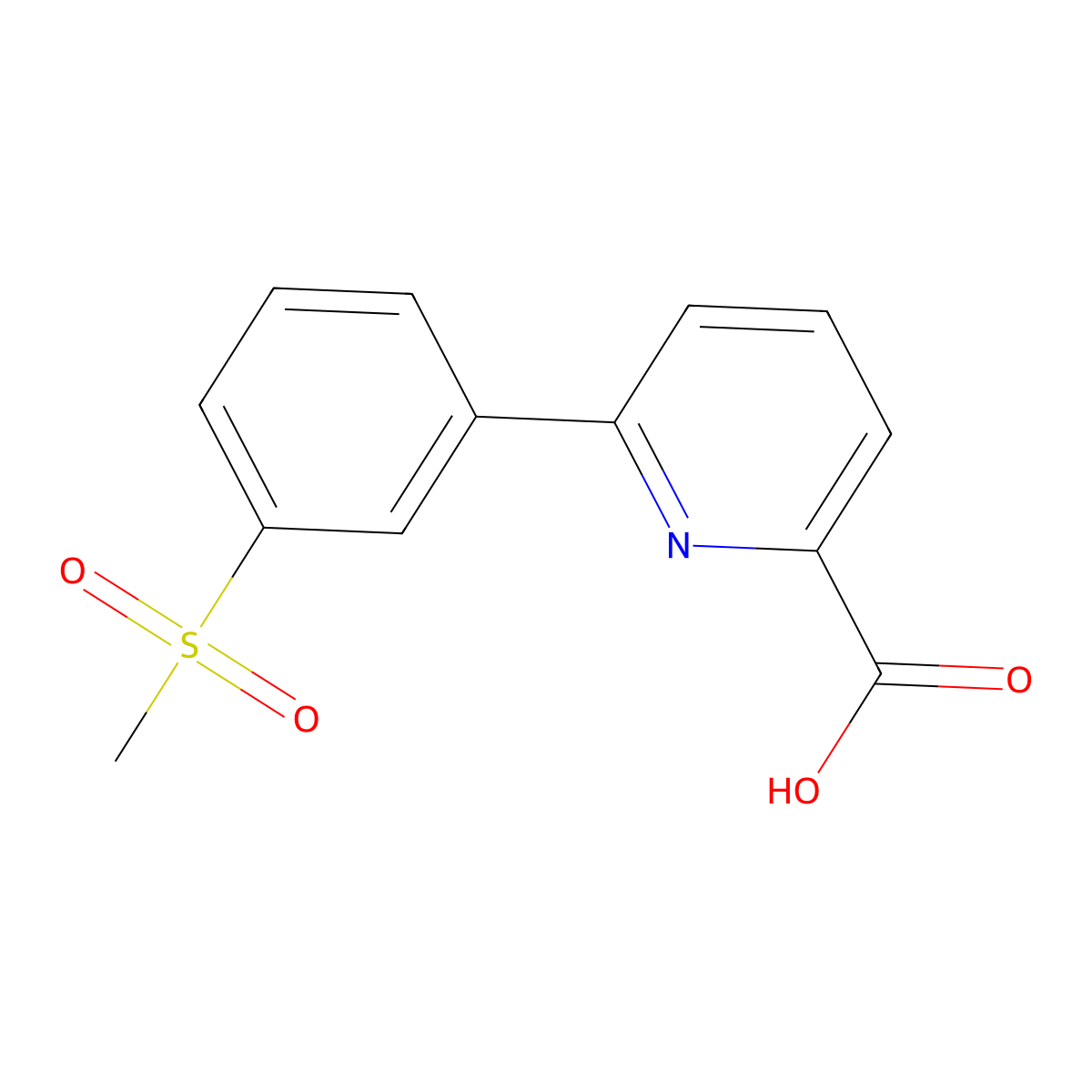 6-(3-Methylsulfonylphenyl)picolinic acid molecular structure, CAS 1261936-75-7