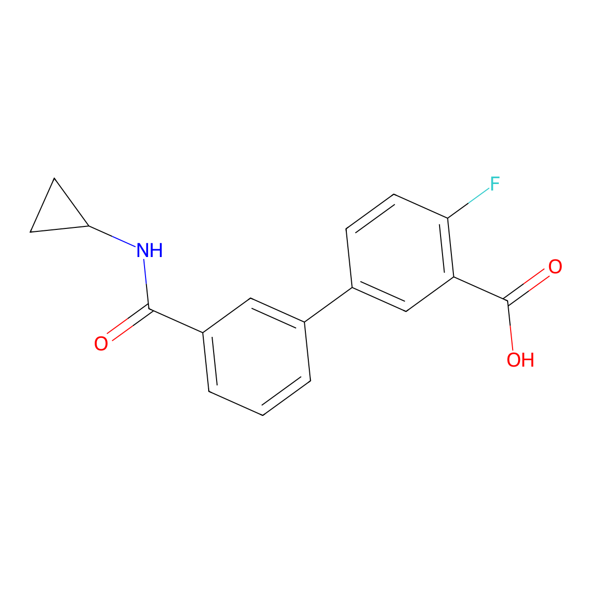 5-[3-(Cyclopropylaminocarbonyl)phenyl]-2-fluorobenzoic acid molecular structure, CAS 1261936-90-6