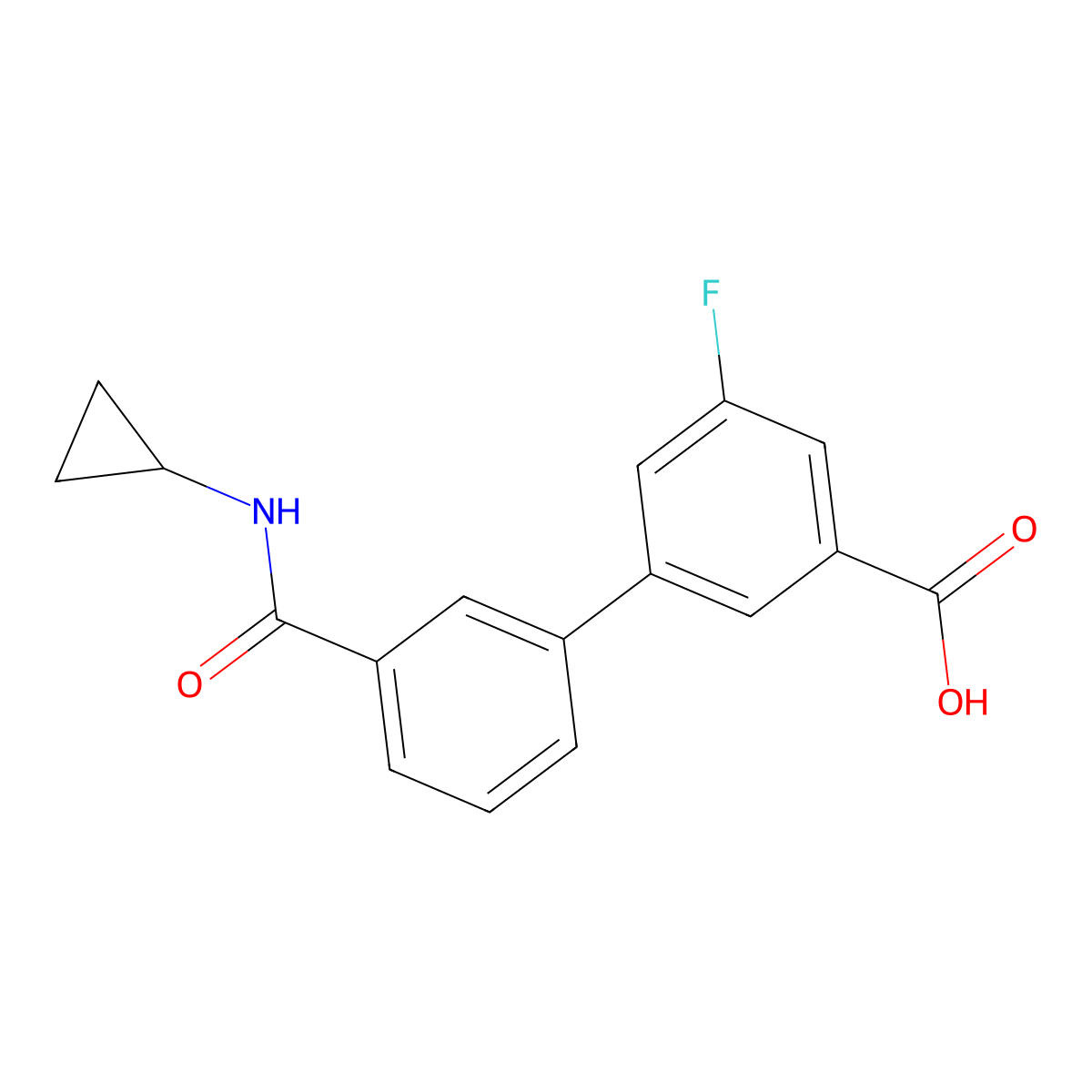 3-[3-(Cyclopropylaminocarbonyl)phenyl]-5-fluorobenzoic acid molecular structure, CAS 1261936-96-2