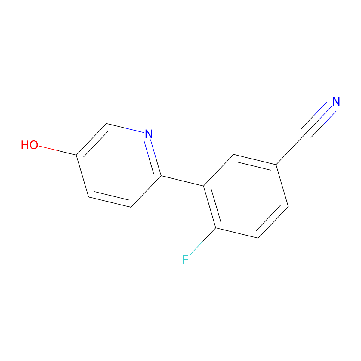 4-Fluoro-3-(5-hydroxypyridin-2-yl)benzonitrile molecular structure, CAS 1261937-08-9
