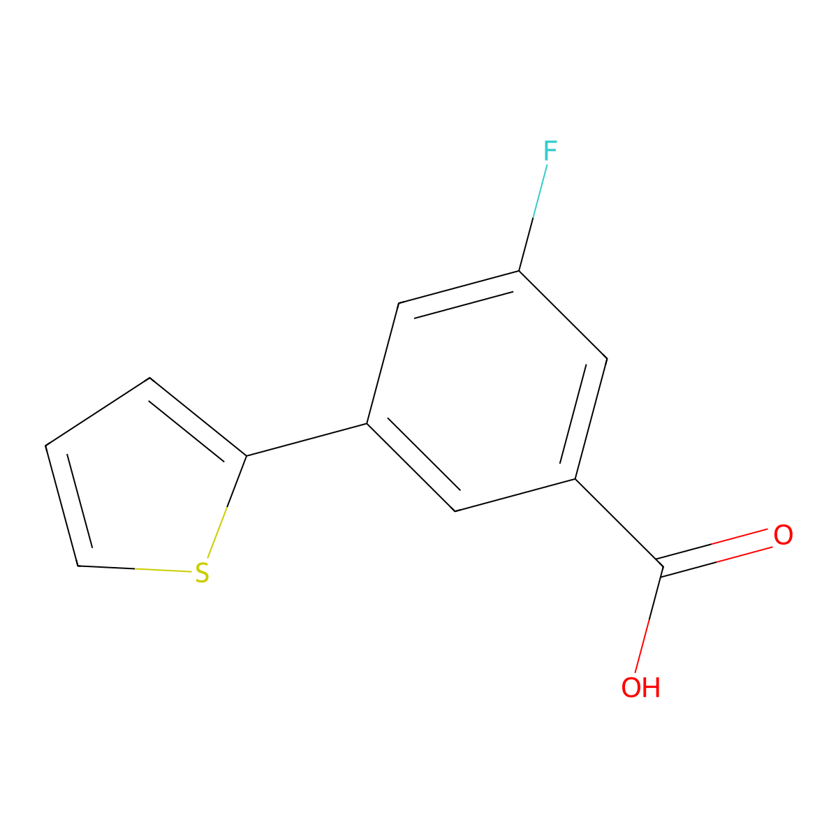 3-Fluoro-5-(thiophen-2-yl)benzoic acid molecular structure, CAS 1261937-31-8