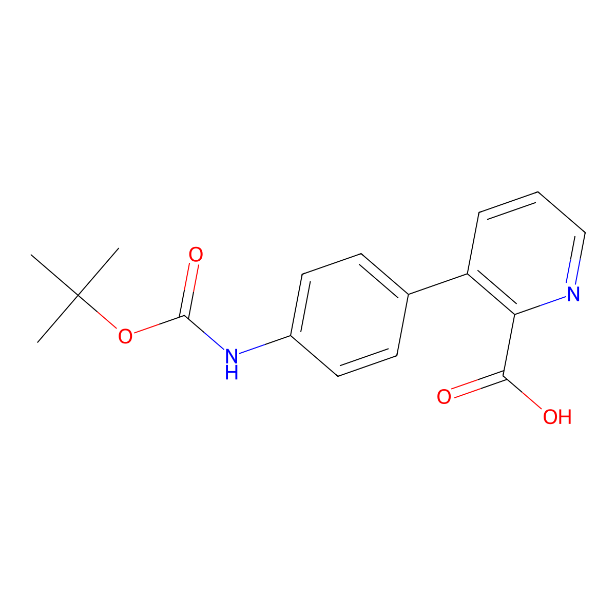 3-(4-((tert-Butoxycarbonyl)amino)phenyl)picolinic acid molecular structure, CAS 1261937-41-0