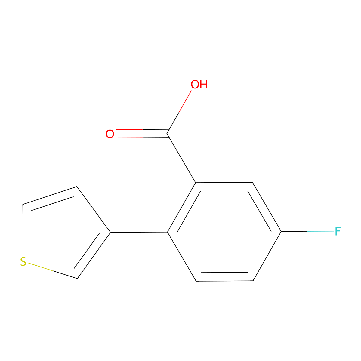 5-Fluoro-2-(thiophen-3-YL)benzoic acid molecular structure, CAS 1261937-45-4