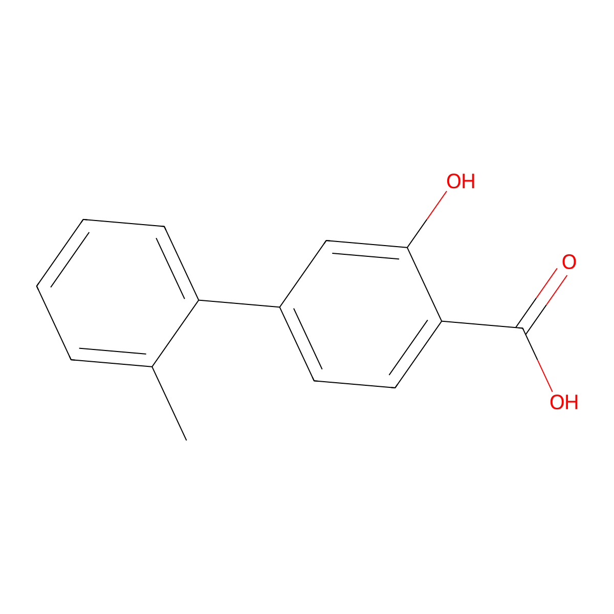 2-Hydroxy-4-(2-methylphenyl)benzoic acid molecular structure, CAS 1261937-59-0