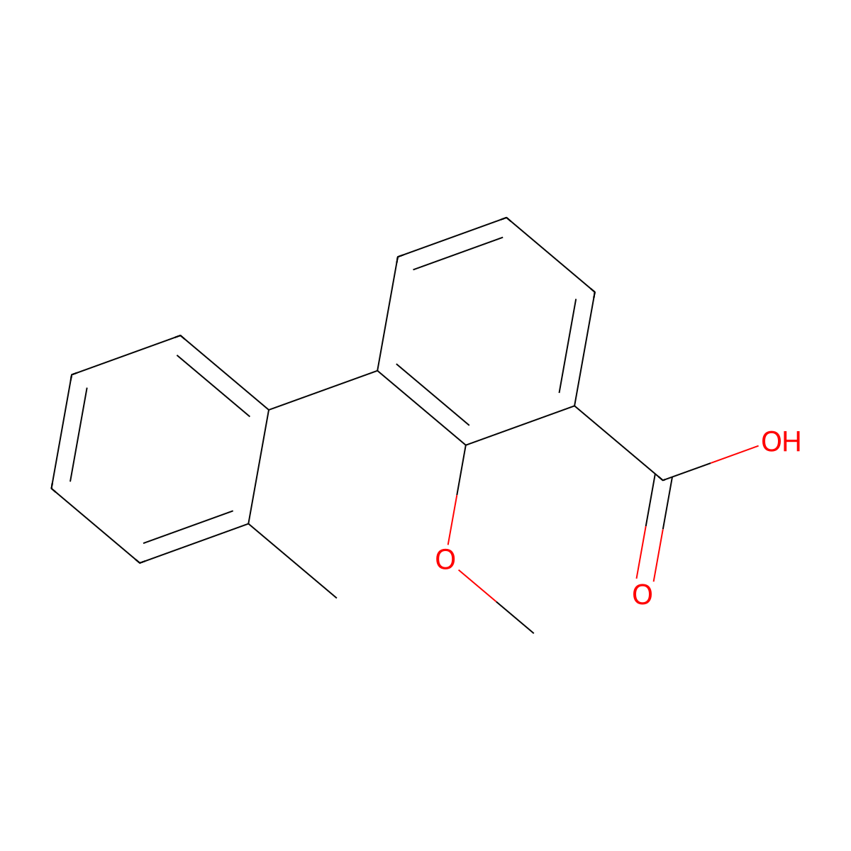 2-Methoxy-3-(2-methylphenyl)benzoic acid molecular structure, CAS 1261937-70-5