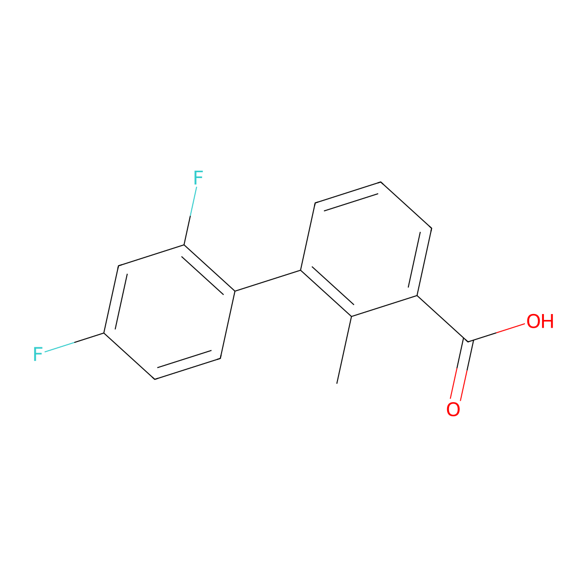 3-(2,4-Difluorophenyl)-2-methylbenzoic acid molecular structure, CAS 1261937-80-7