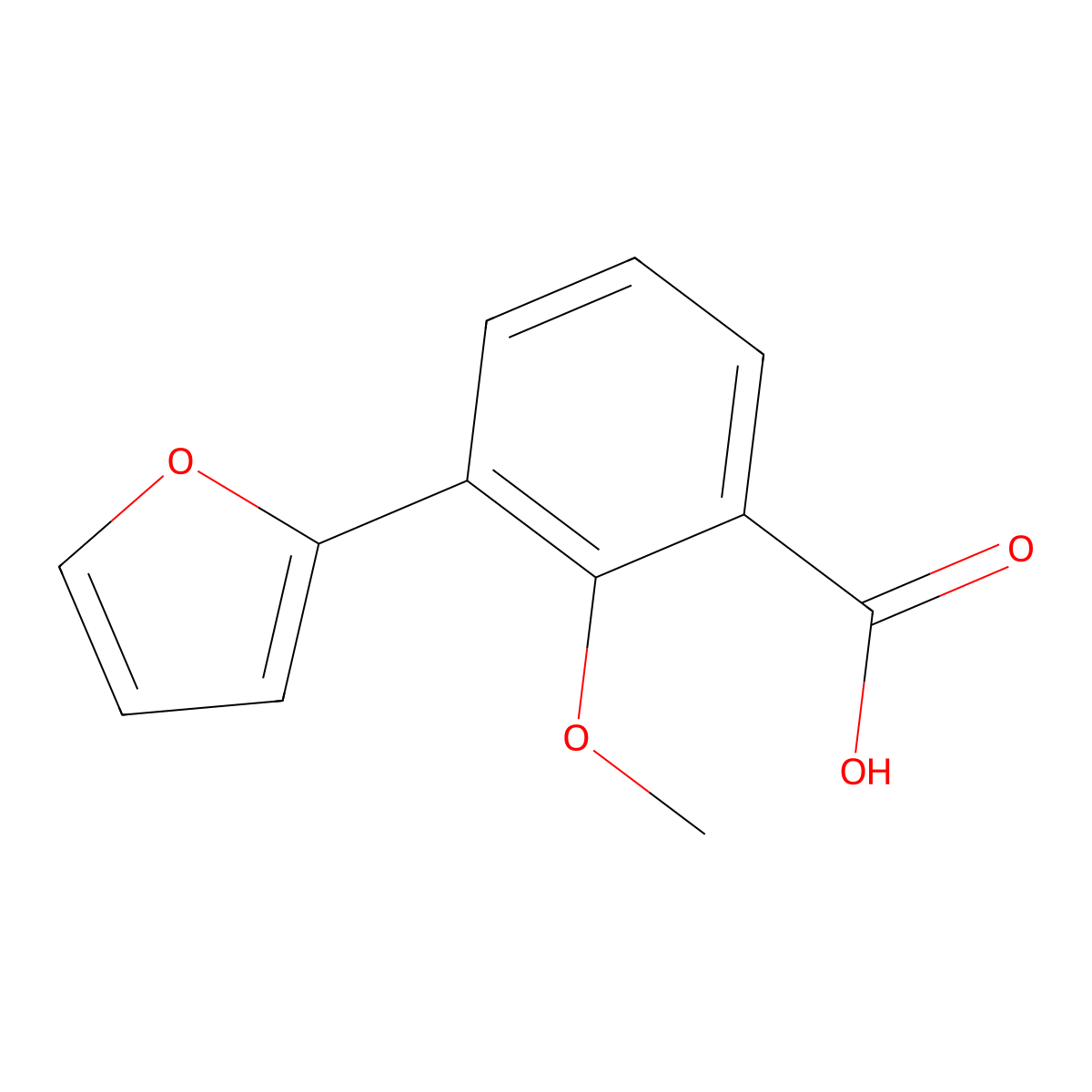 3-(Furan-2-YL)-2-methoxybenzoic acid molecular structure, CAS 1261937-86-3