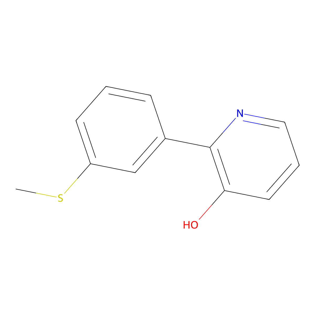 3-Hydroxy-2-(3-methylthiophenyl)pyridine molecular structure, CAS 1261937-89-6