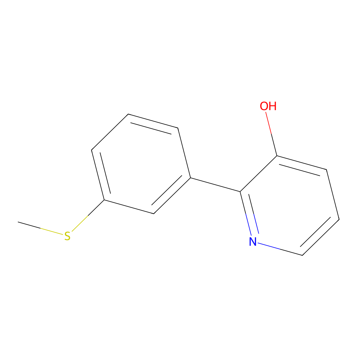 3-Hydroxy-2-(3-methylthiophenyl)pyridine molecular structure, CAS 1261937-89-6