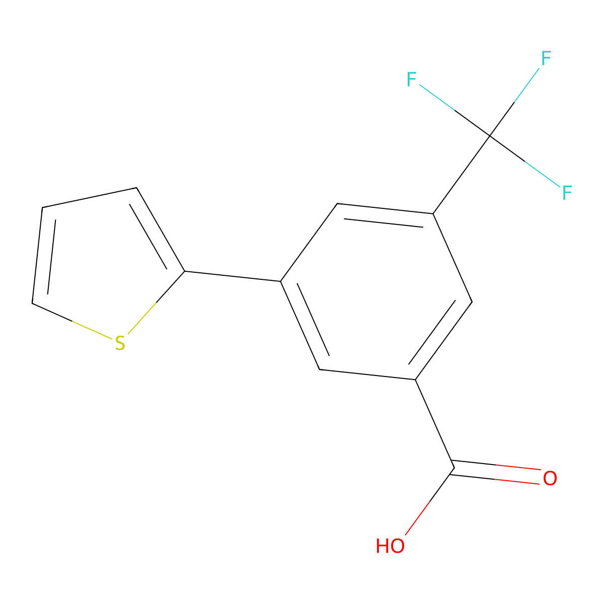 3-(Thiophen-2-YL)-5-trifluoromethylbenzoic acid molecular structure, CAS 1261937-91-0