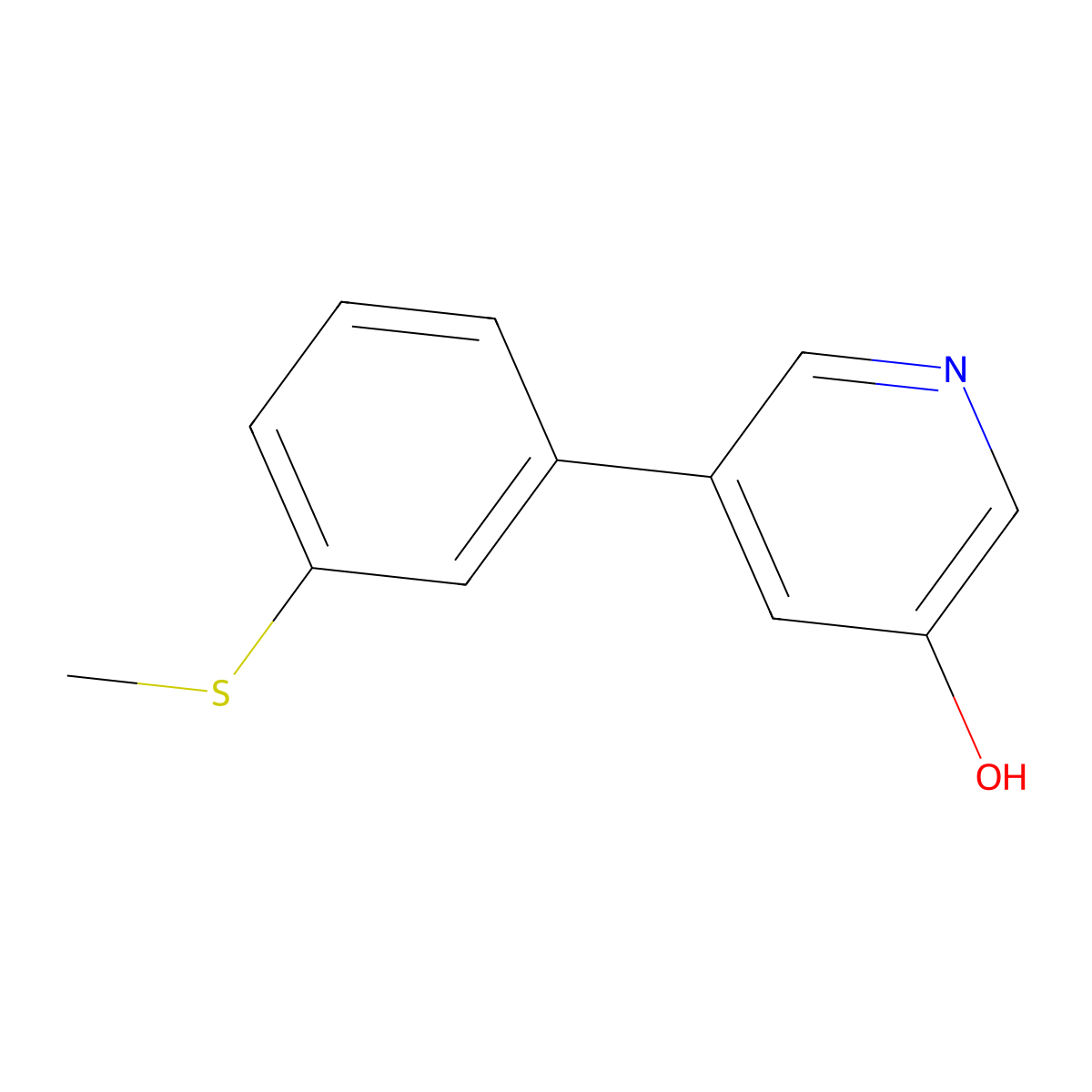 3-Hydroxy-5-(3-methylthiophenyl)pyridine molecular structure, CAS 1261937-92-1