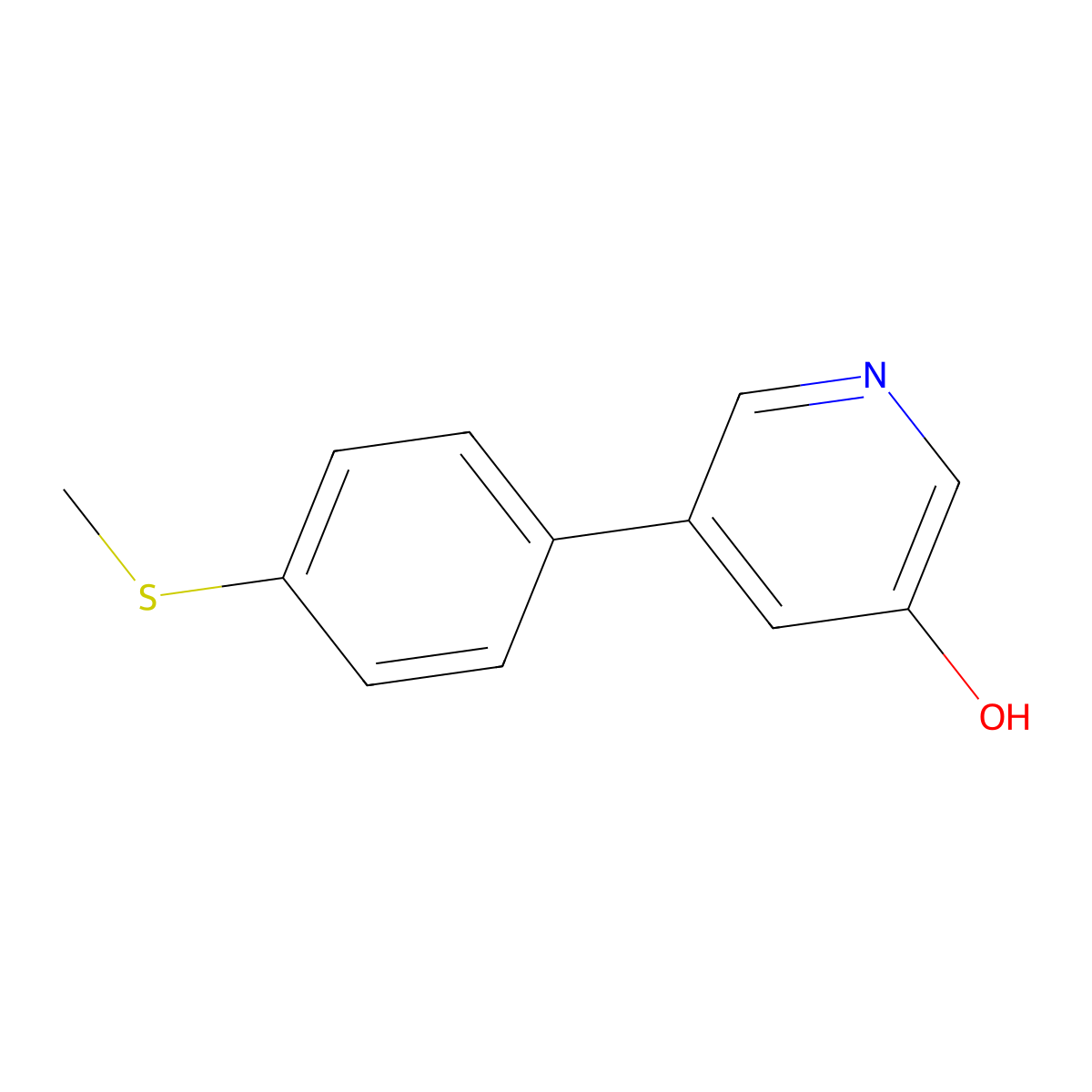 3-Hydroxy-5-(4-methylthiophenyl)pyridine molecular structure, CAS 1261938-02-6