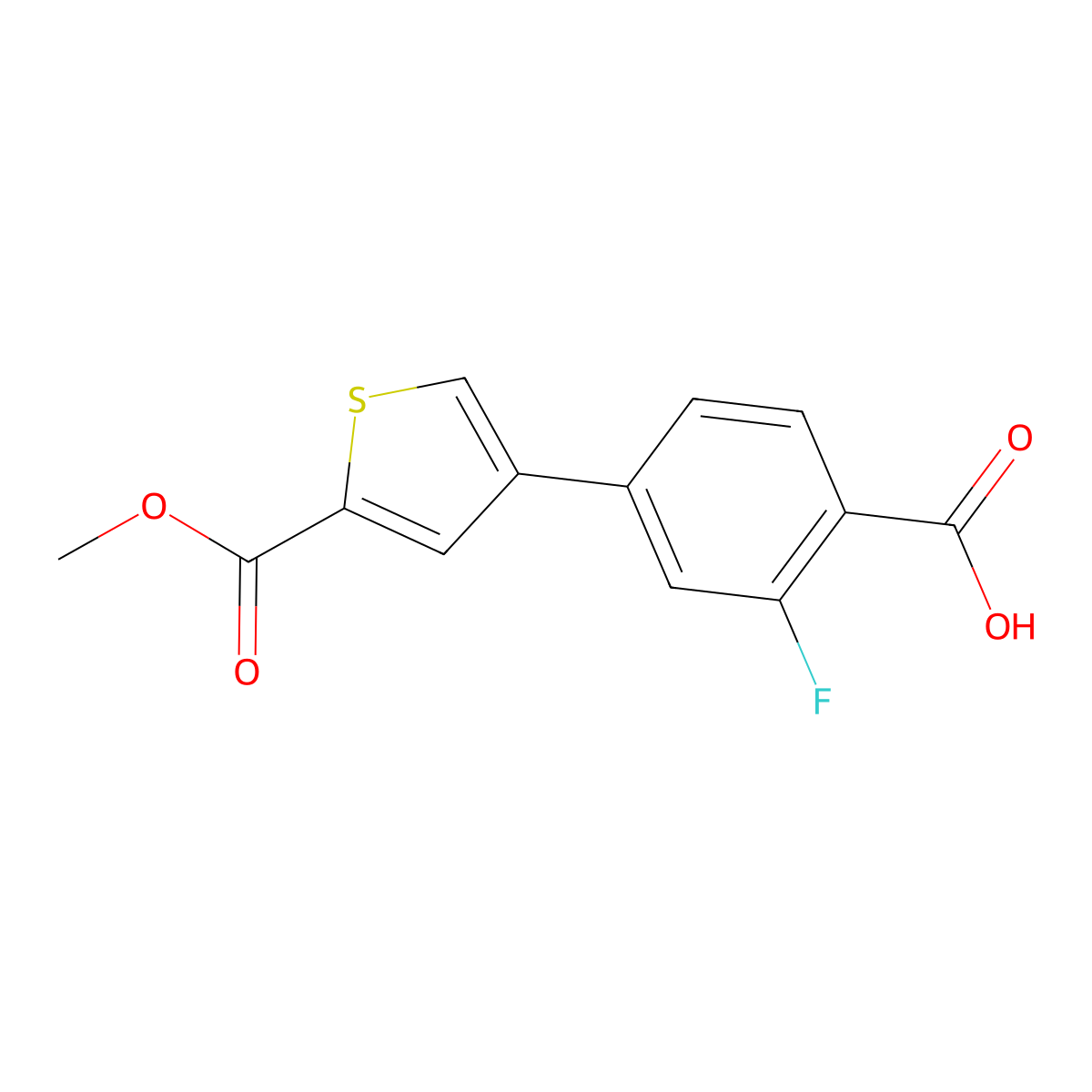 2-Fluoro-4-[5-(methoxycarbonyl)thiophen-3-YL]benzoic acid molecular structure, CAS 1261938-04-8