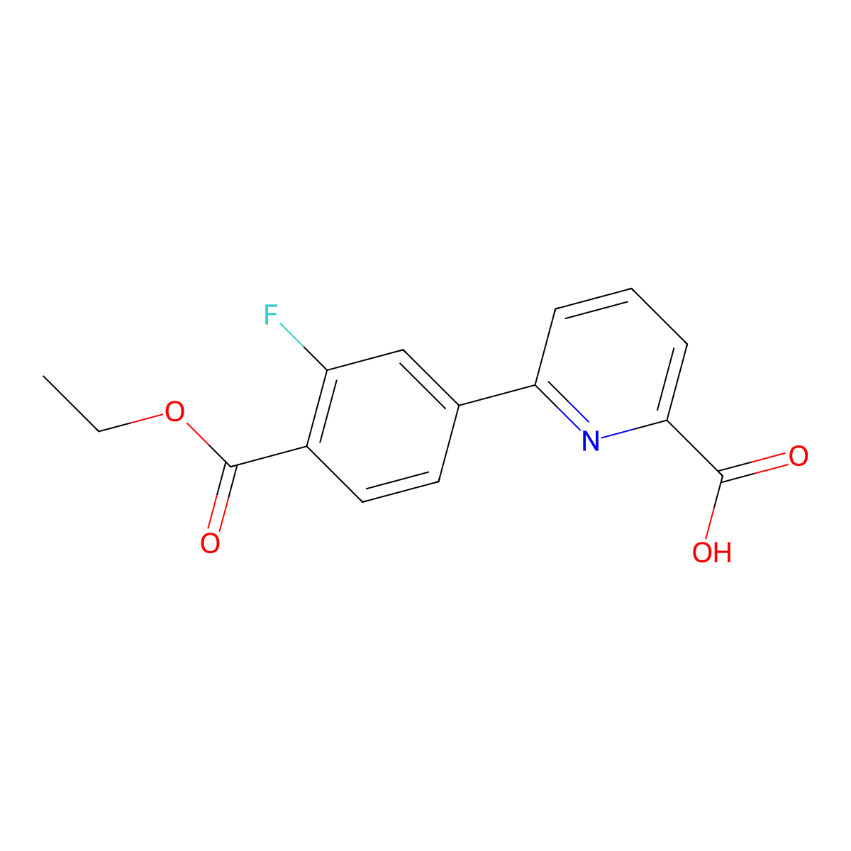 6-[4-(Ethoxycarbonyl)-3-fluorophenyl]picolinic acid molecular structure, CAS 1261938-16-2