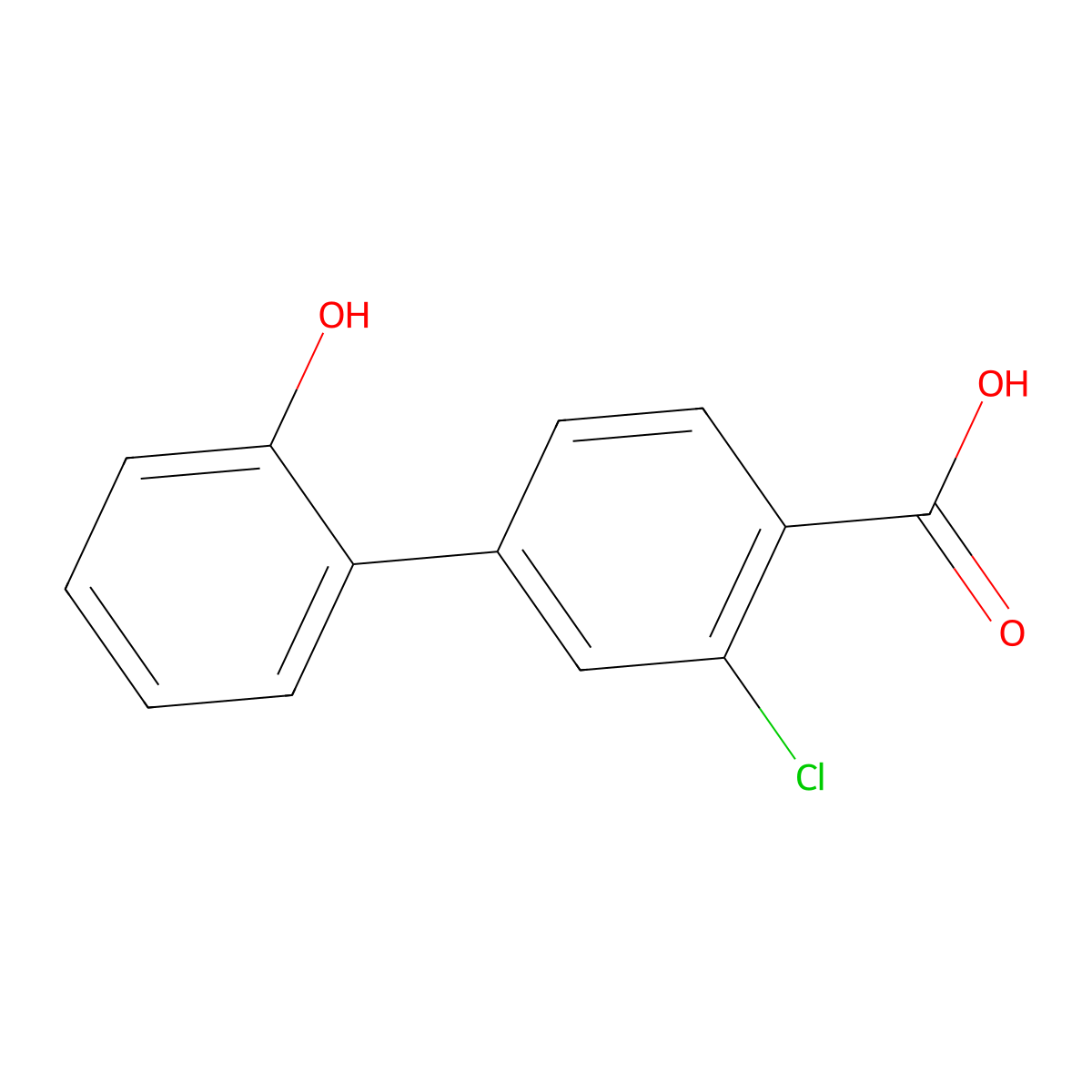 2-Chloro-4-(2-hydroxyphenyl)benzoic acid molecular structure, CAS 1261938-18-4
