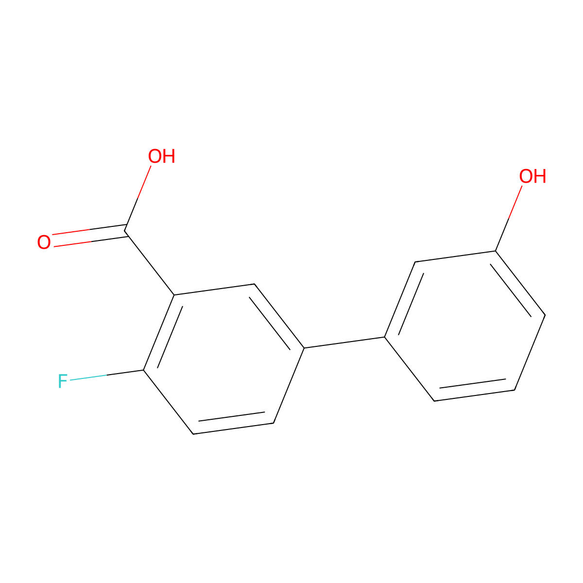 2-Fluoro-5-(3-hydroxyphenyl)benzoic acid molecular structure, CAS 1261938-23-1