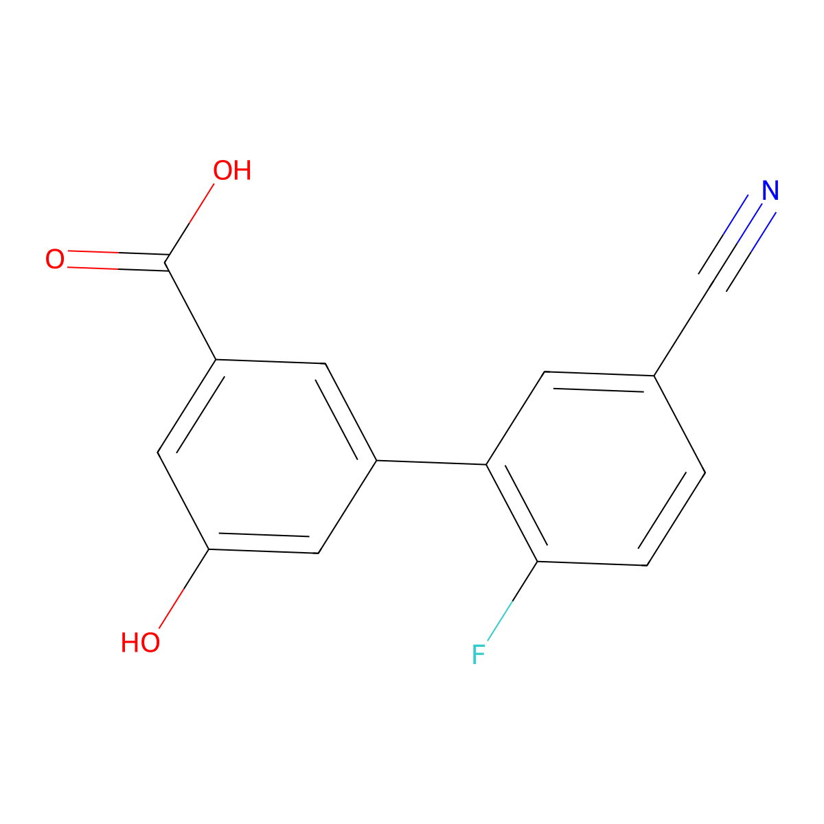 3-(5-Cyano-2-fluorophenyl)-5-hydroxybenzoic acid molecular structure, CAS 1261938-37-7