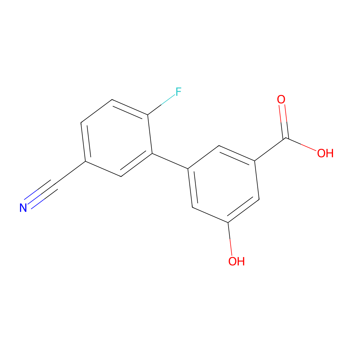 3-(5-Cyano-2-fluorophenyl)-5-hydroxybenzoic acid molecular structure, CAS 1261938-37-7