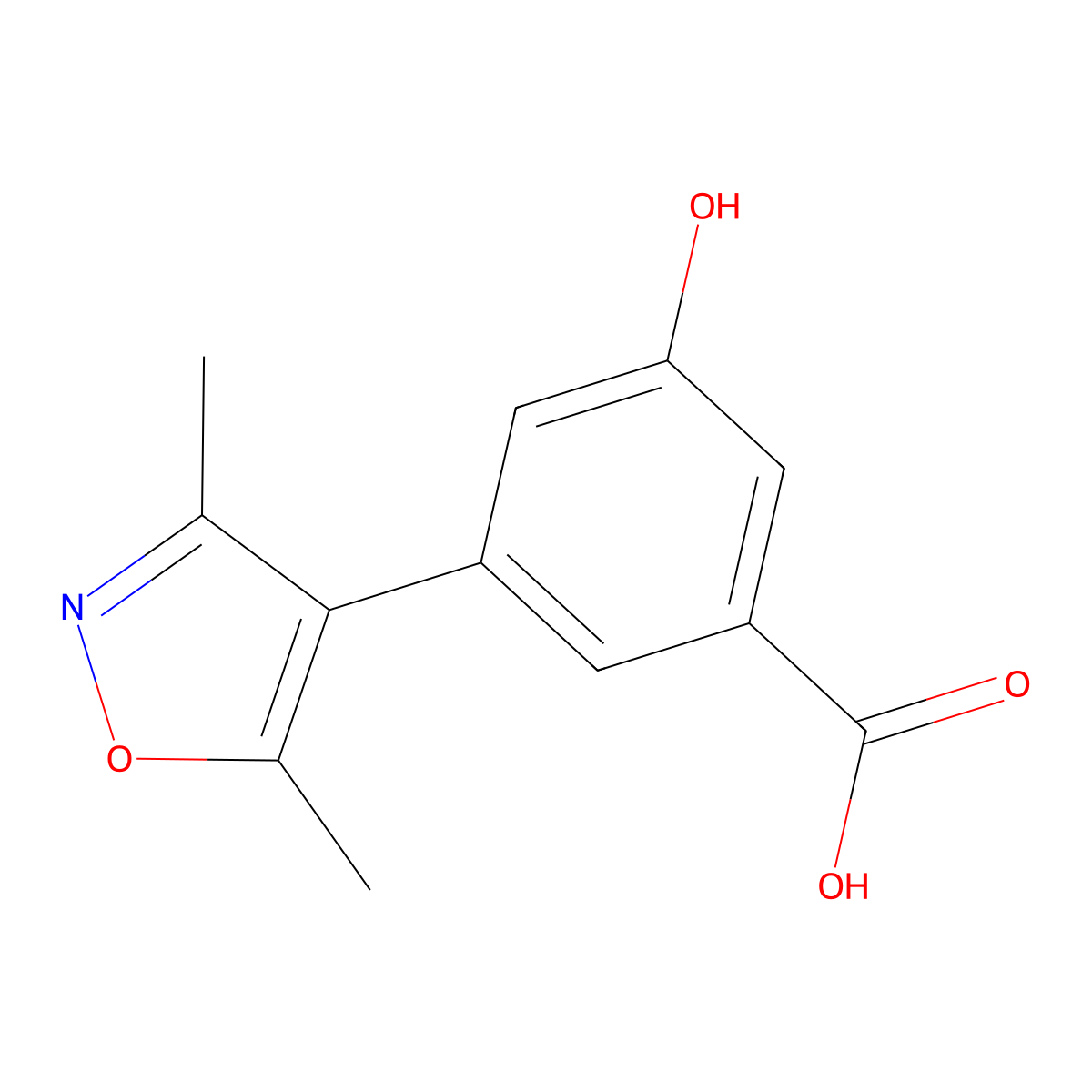 3-(3,5-Dimethyl-1,2-oxazol-4-yl)-5-hydroxybenzoic acid molecular structure, CAS 1261938-40-2