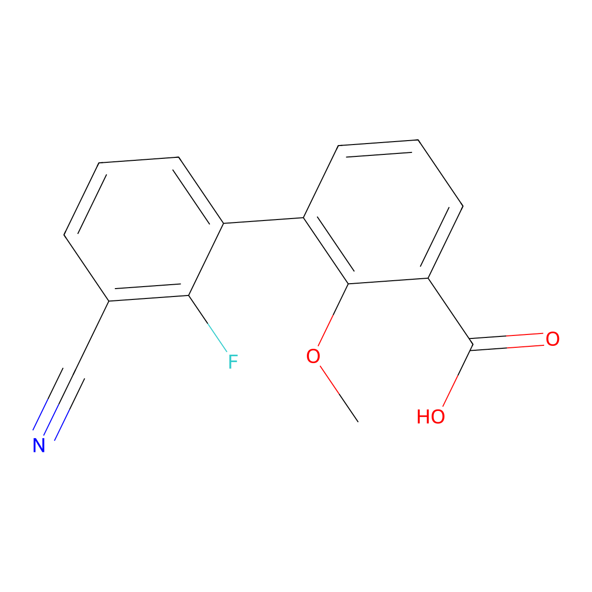 3-(3-Cyano-2-fluorophenyl)-2-methoxybenzoic acid molecular structure, CAS 1261938-60-6