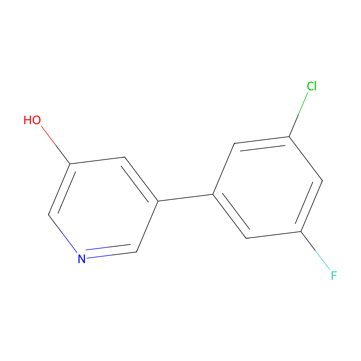 5-(3-Chloro-5-fluorophenyl)pyridin-3-ol molecular structure, CAS 1261938-63-9