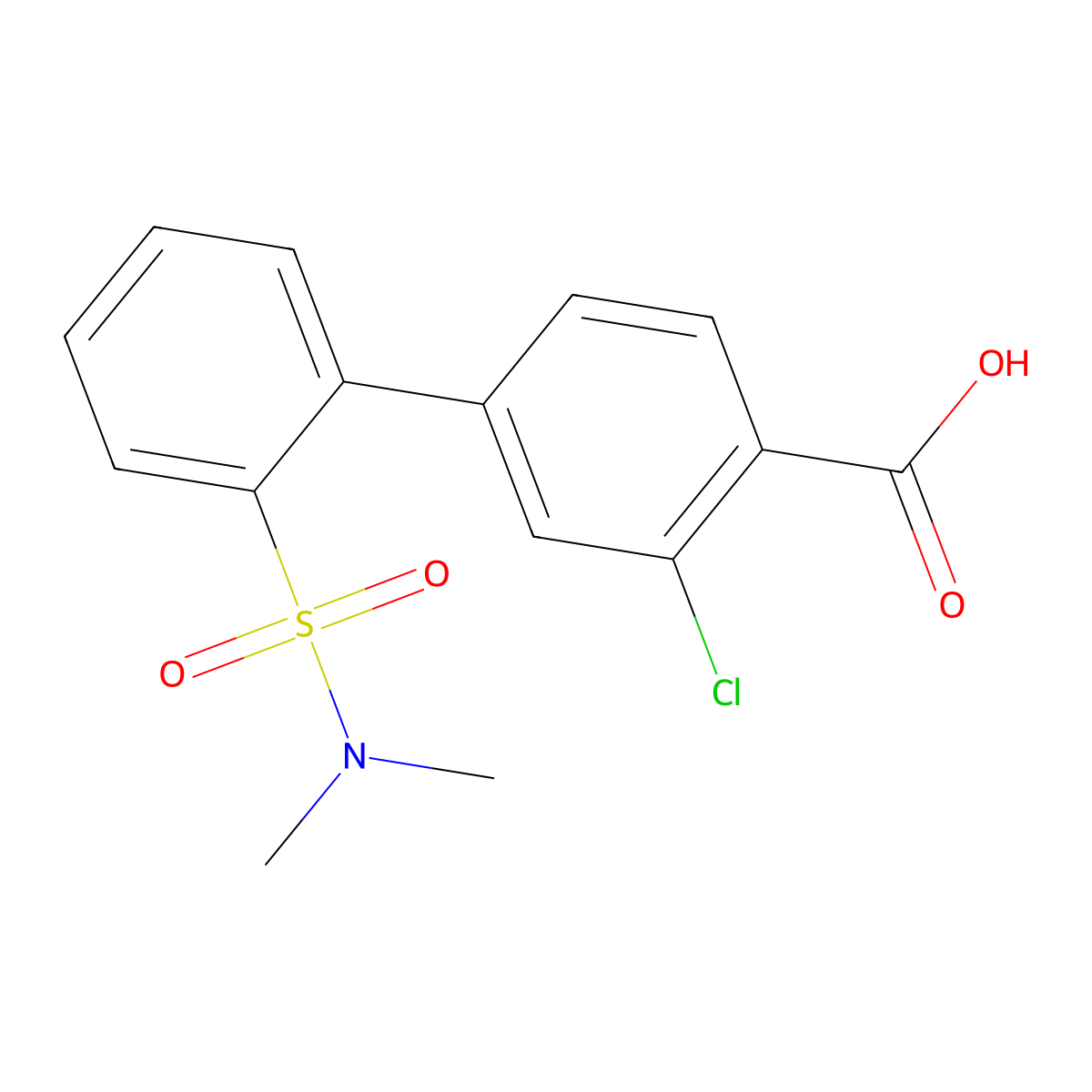 3-Chloro-2'-(N,N-dimethylsulfamoyl)-[1,1'-biphenyl]-4-carboxylic acid molecular structure, CAS 1261939-26-7
